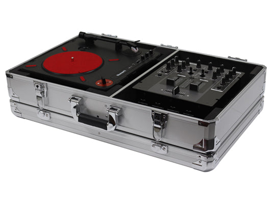 KROM NUMARK PT01 SCRATCH TURNTABLE CASE WITH SIDE COMPARTMENT, SILVER