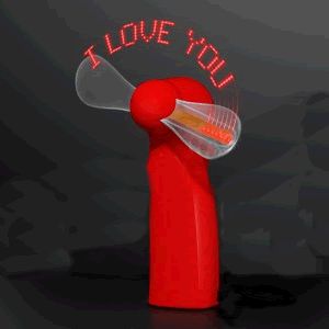 LED I Love You Fan Red