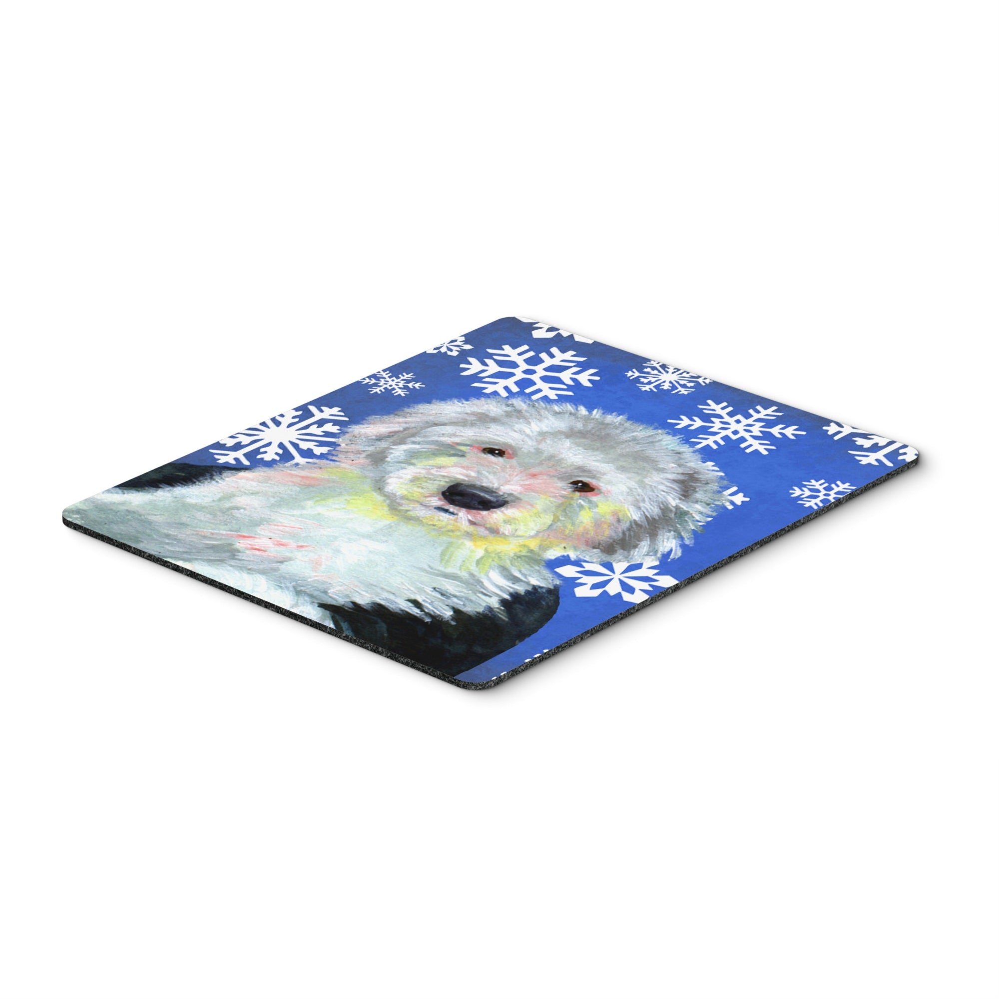 Carolines Treasures Old English Sheepdog Winter Snowflakes Holiday Mouse Pad/Hot Pad/Trivet (LH9306MP)