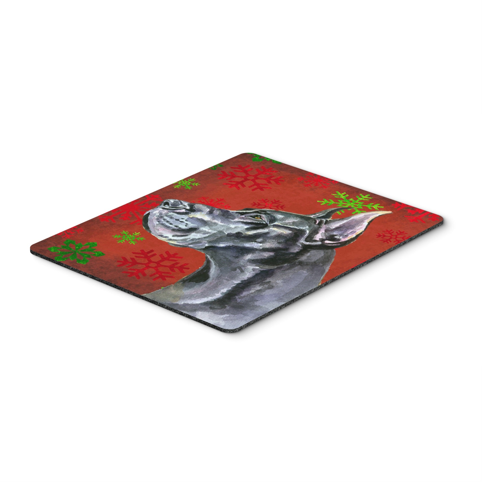 Carolines Treasures Black Great Dane Red Snowflakes Holiday Christmas Mouse Pad/Hot Pad/Trivet (LH9578MP)