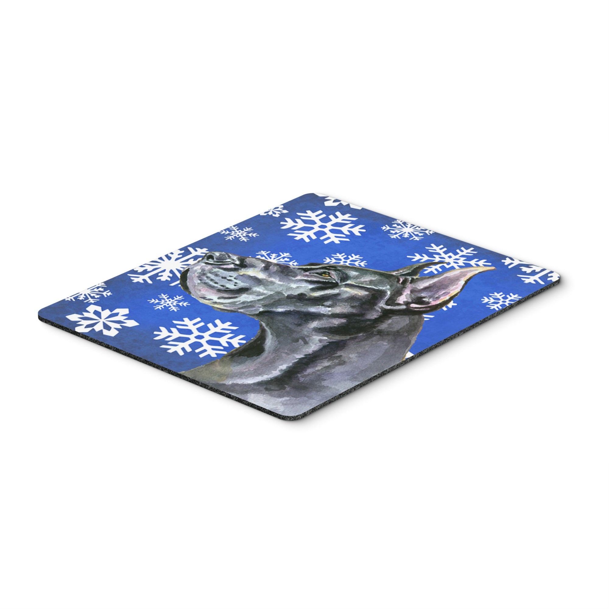 Carolines Treasures Black Great Dane Winter Snowflakes Holiday Mouse Pad/Hot Pad/Trivet (LH9585MP)