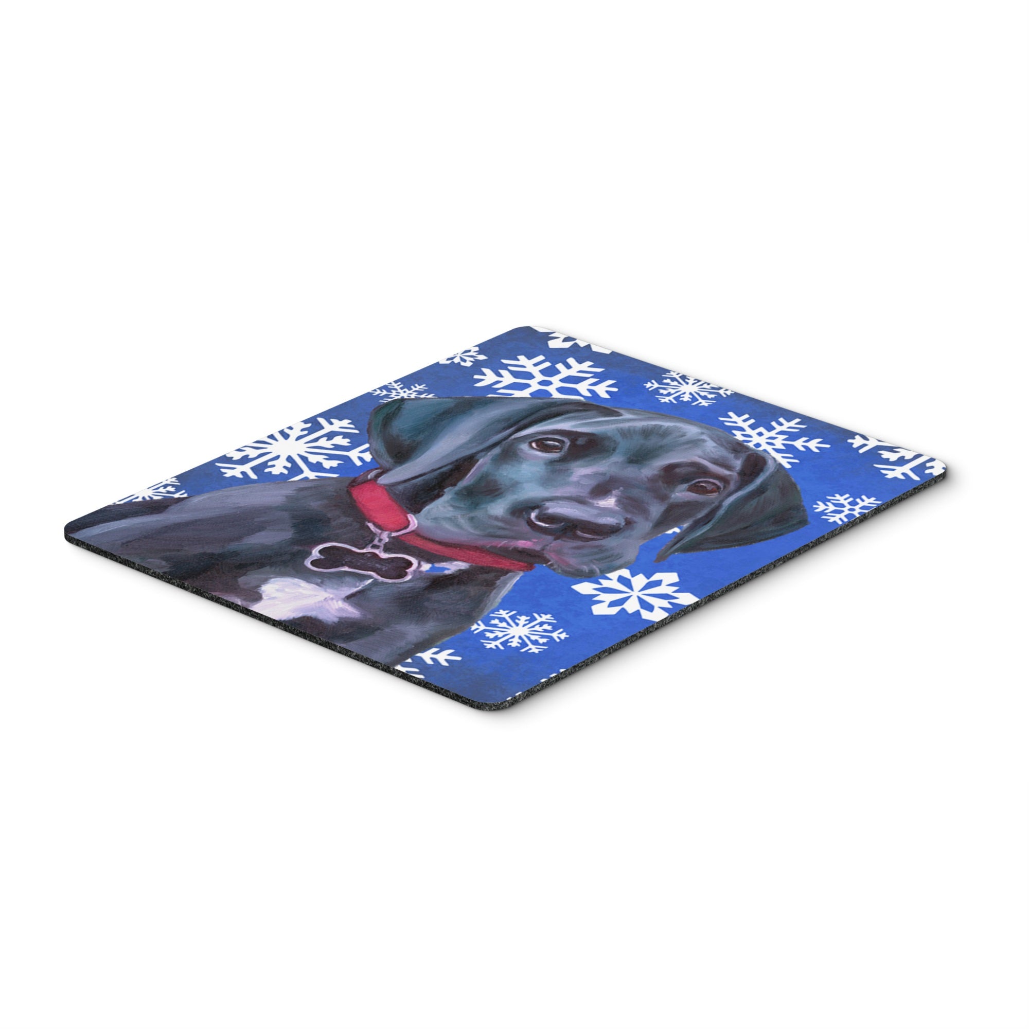 Carolines Treasures Black Great Dane Puppy Winter Snowflakes Holiday Mouse Pad/Hot Pad/Trivet (LH9586MP)