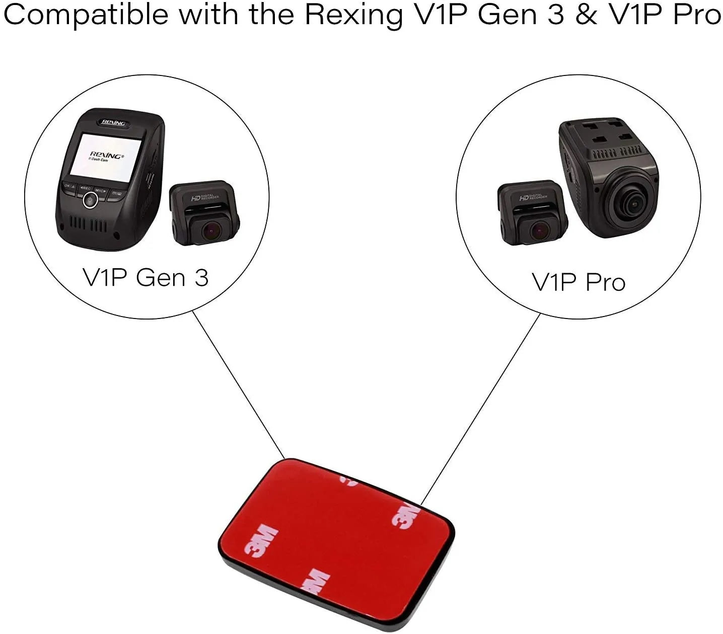 Rexing Adhesive Mount for V1P 3rd Gen, V1P Pro, V1 Max, and V1P Max Dash Cam