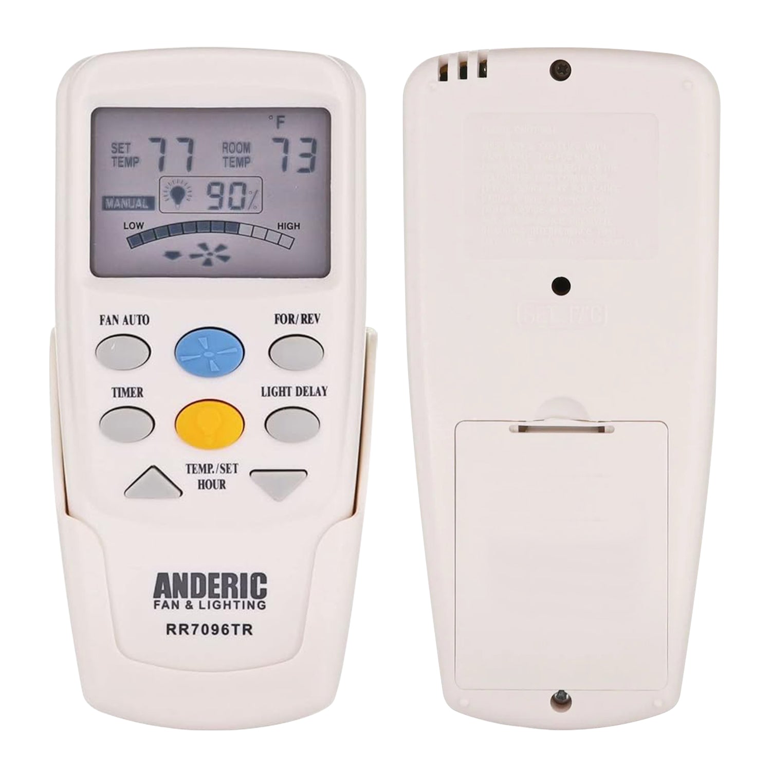 Anderic RR7096TR Replacement Thermostatic Ceiling Fan Remote Control with Reverse Key | CHQ7096T, CHQ8BT7096T