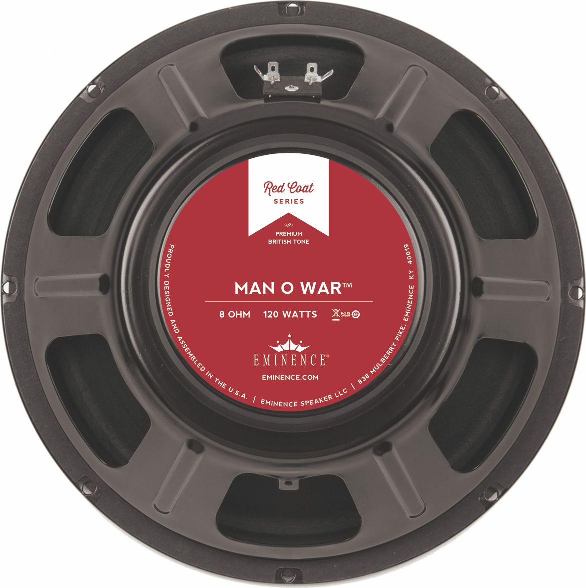 The Eminence Man O War guitar speaker is the work horse of tone. A proven & revered sound, very loud & responsive/articulate in 