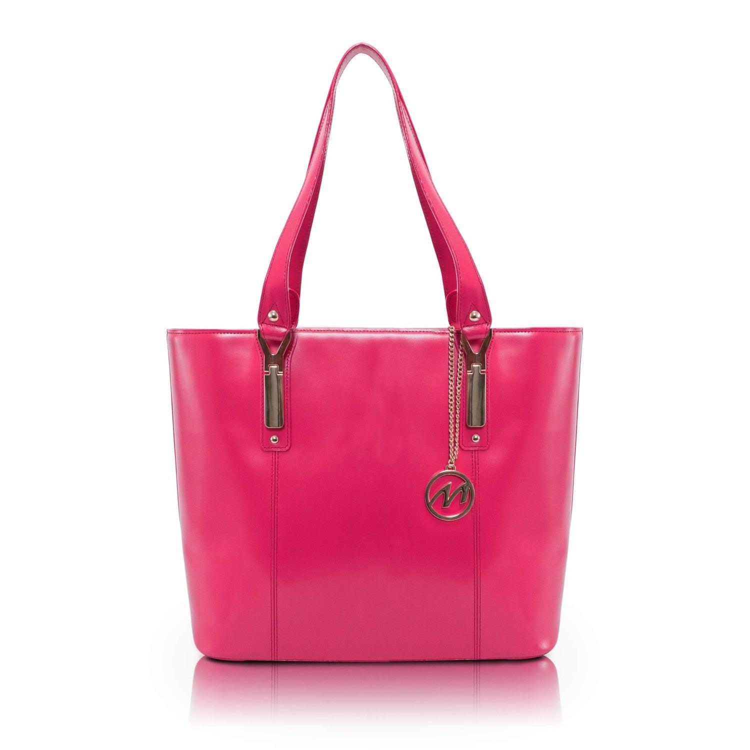 M Series | SAVARNA | Leather Ladies Tote with Tablet Pocket  Fuchsia