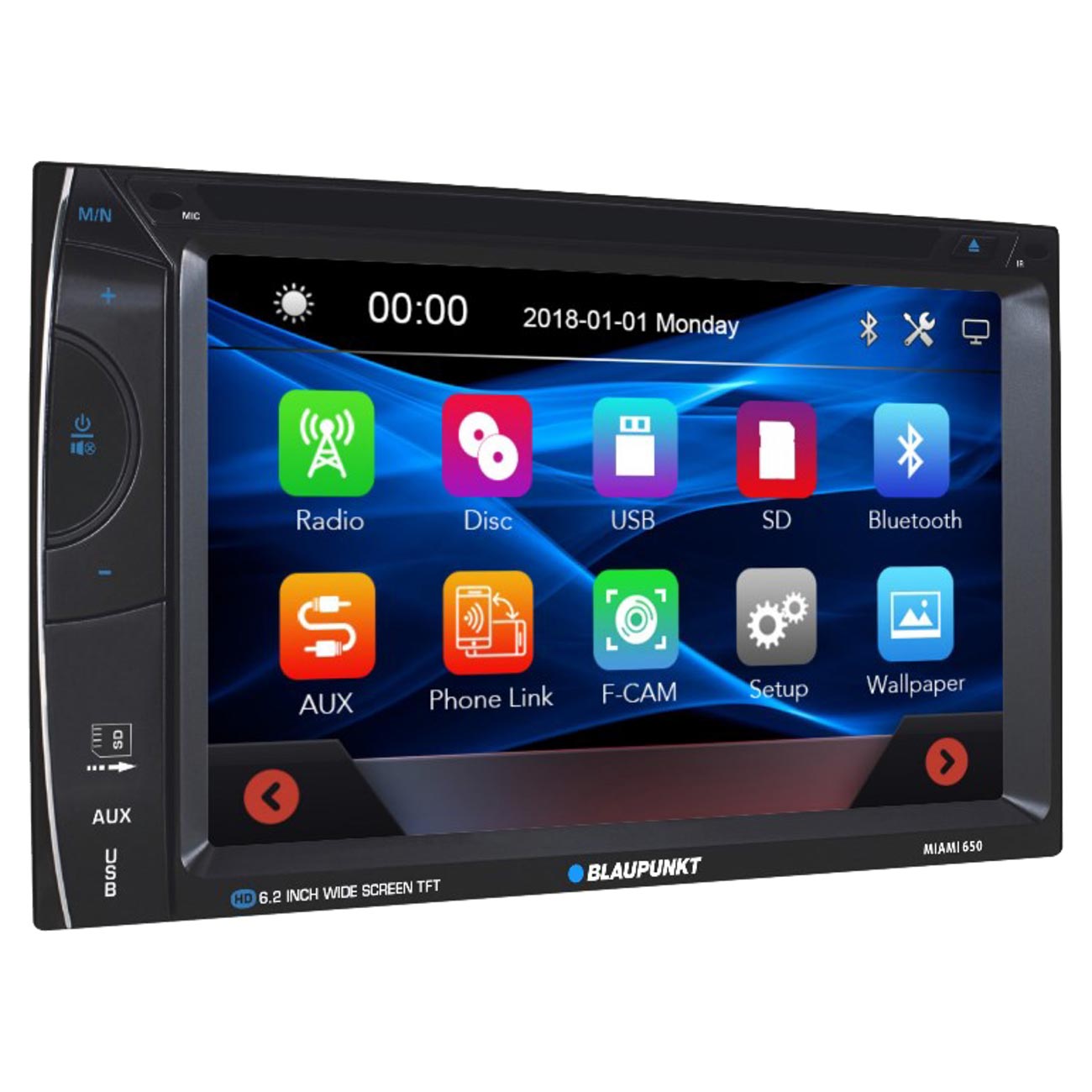 Blaupunkt 6.2 Double Din Fixed Face Touchscreen Dvd Receiver With Bluetooth Usb/Sd Inputs & Remote