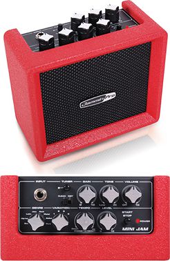 Battery powered portable mini amp (Red) ideal for Guitar w/additional Aux input & headphone jack