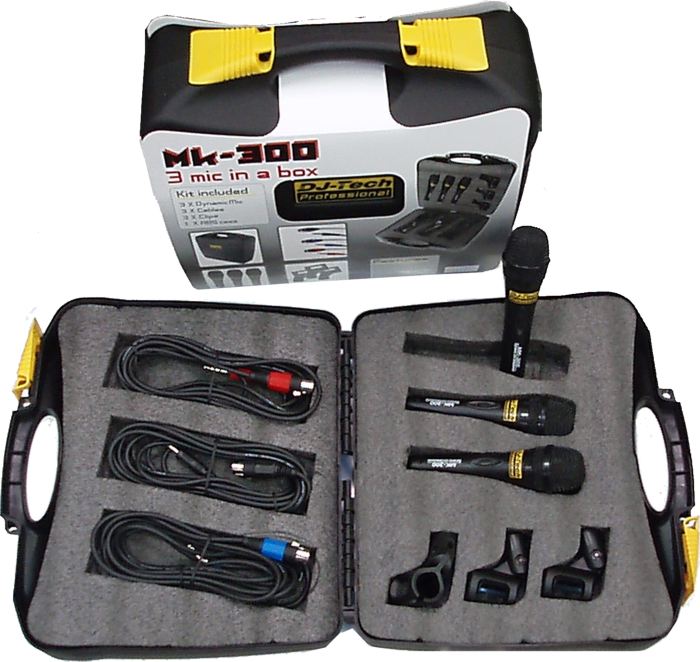 Professional Mic Package w/ Case, Clips, & Color Coded Cables
