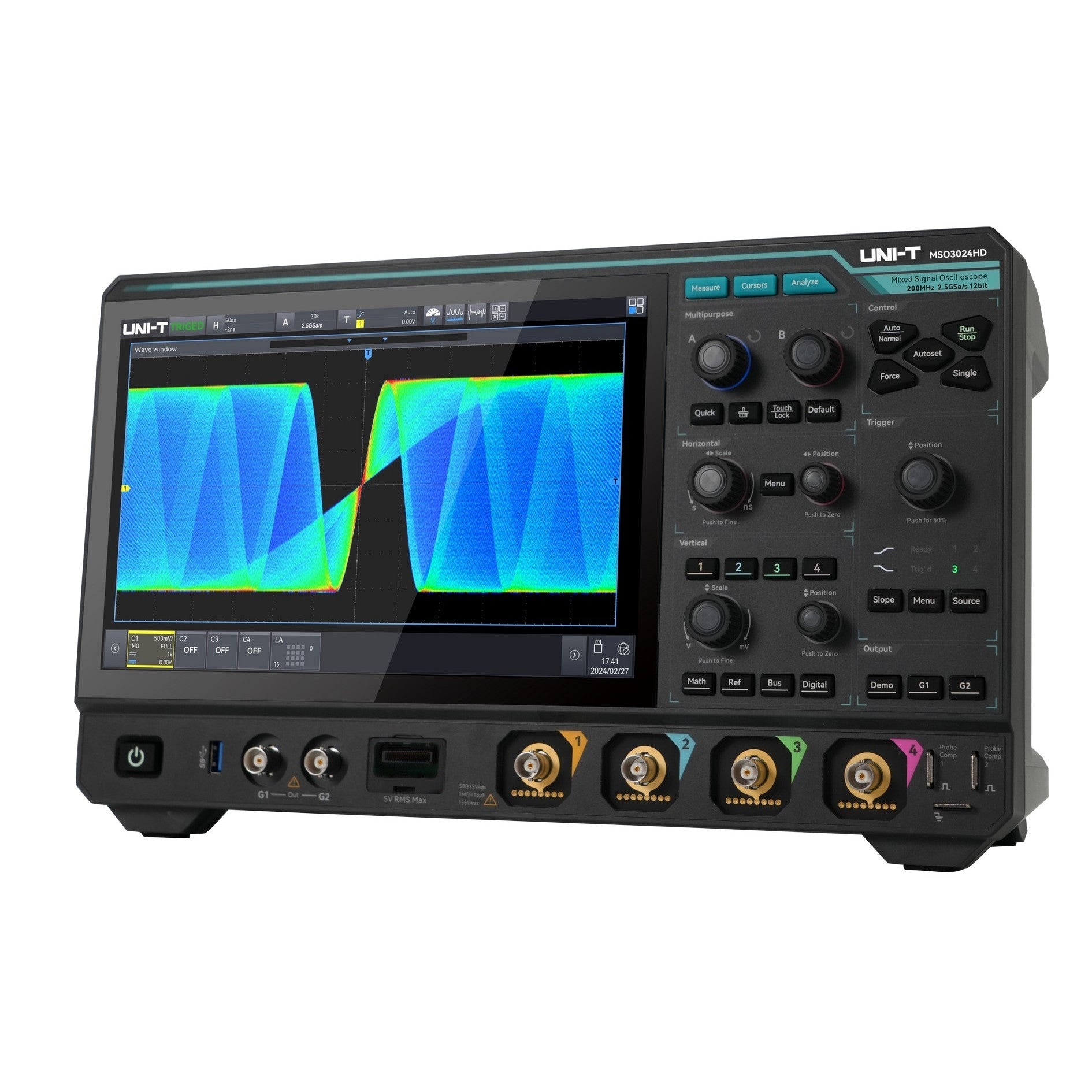 MSO3024HD 200 MHz 4Ch 12-Bit Mixed Signal Oscilloscope