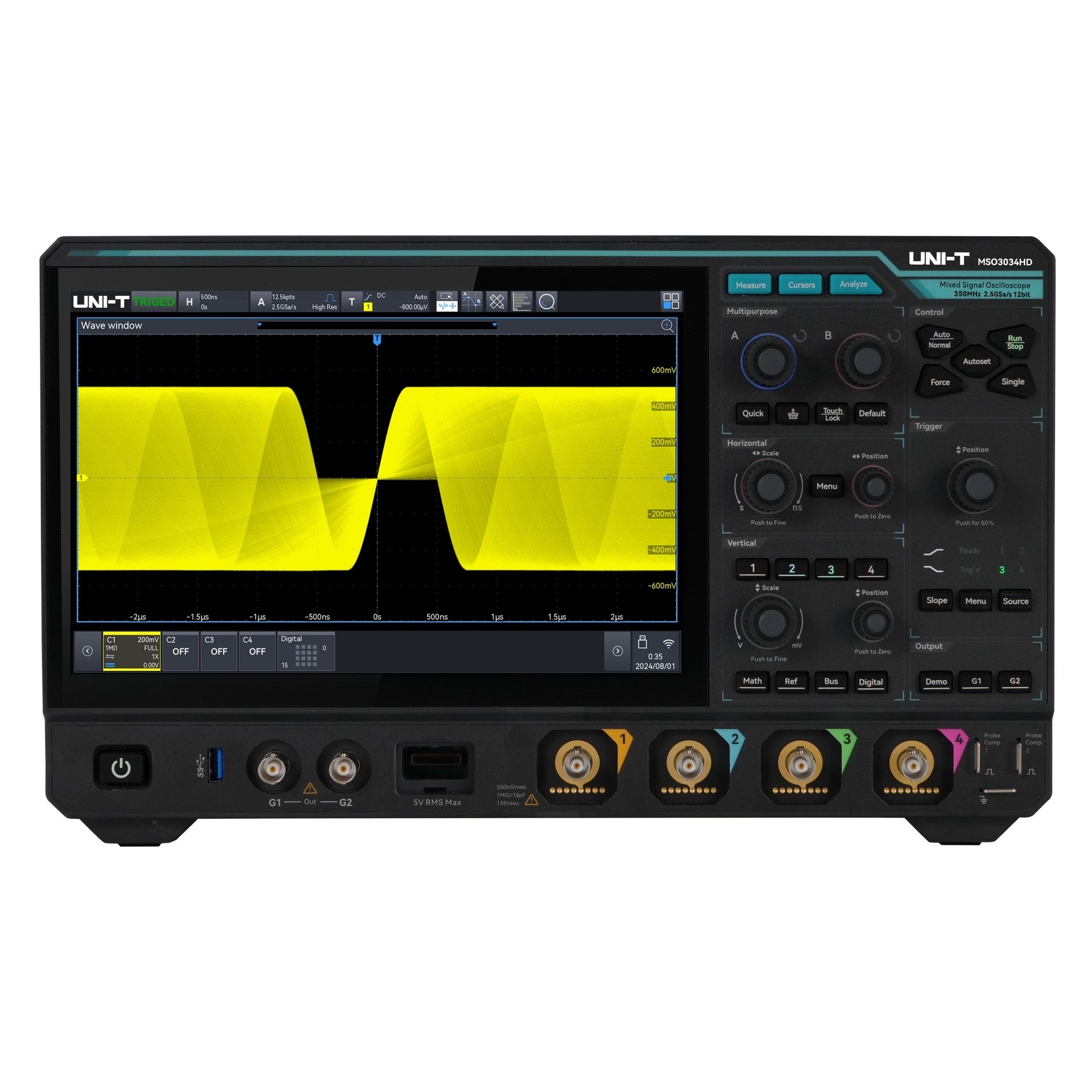 MSO3034HD 350 MHz 4Ch 12-Bit Mixed Signal Oscilloscope