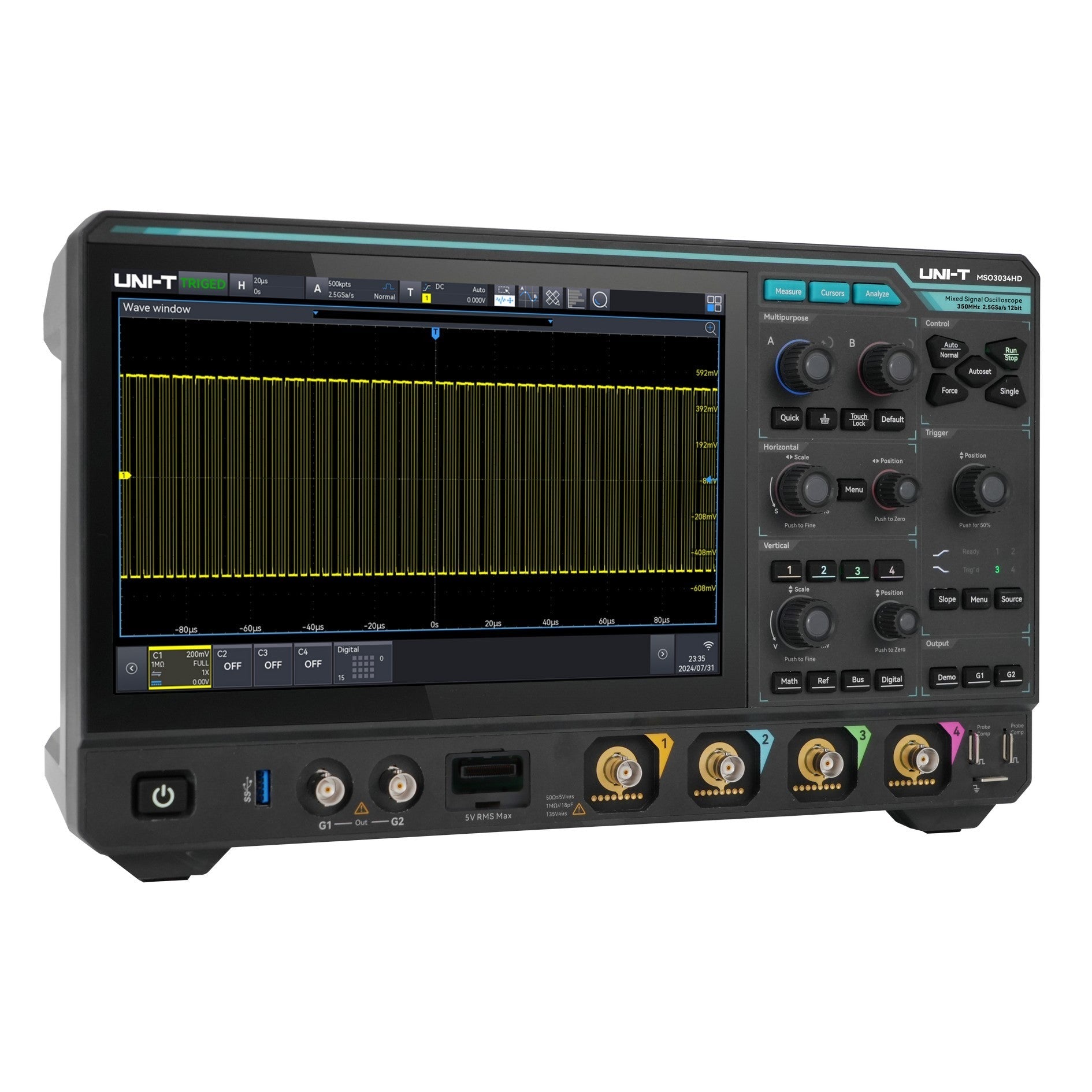 MSO3034HD 350 MHz 4Ch 12-Bit Mixed Signal Oscilloscope