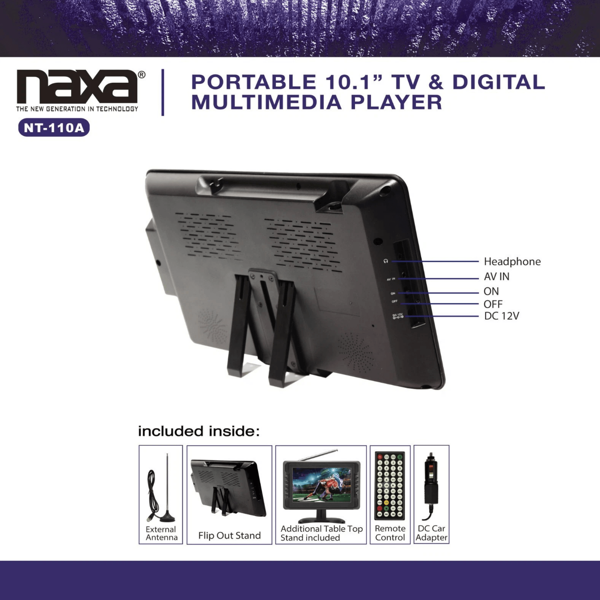 Naxa 10" Portable 12V TV & Digital Multimedia Player - Refurbished