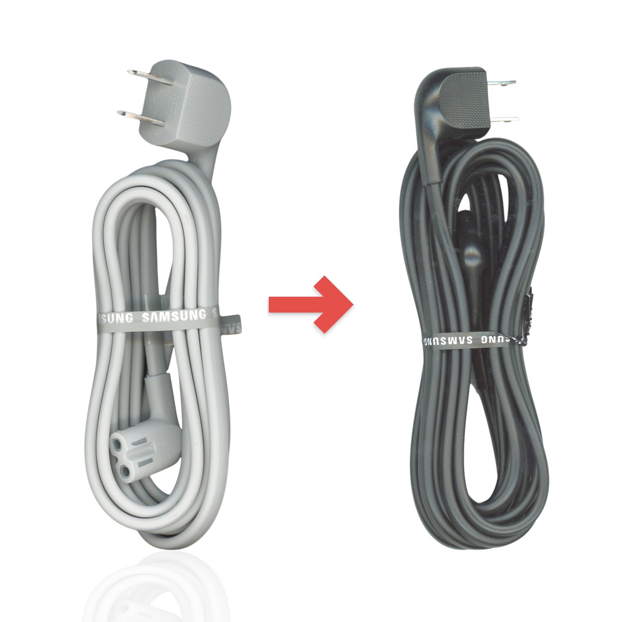 Substitute for Samsung 3903001209 Gray AC Power Cable | 9 Ft 6 In - C7 Elbow Figure 8 to Elbow 2-Prong | Non-Polarized - 3903-001209