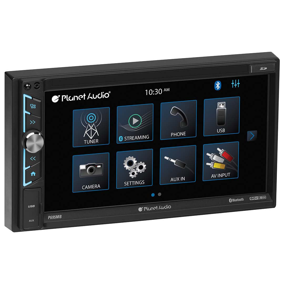 Planet Audio 6.95 Double Din Fixed Face Touchscreen Mechless Receiver With P Link Phone Mirroring