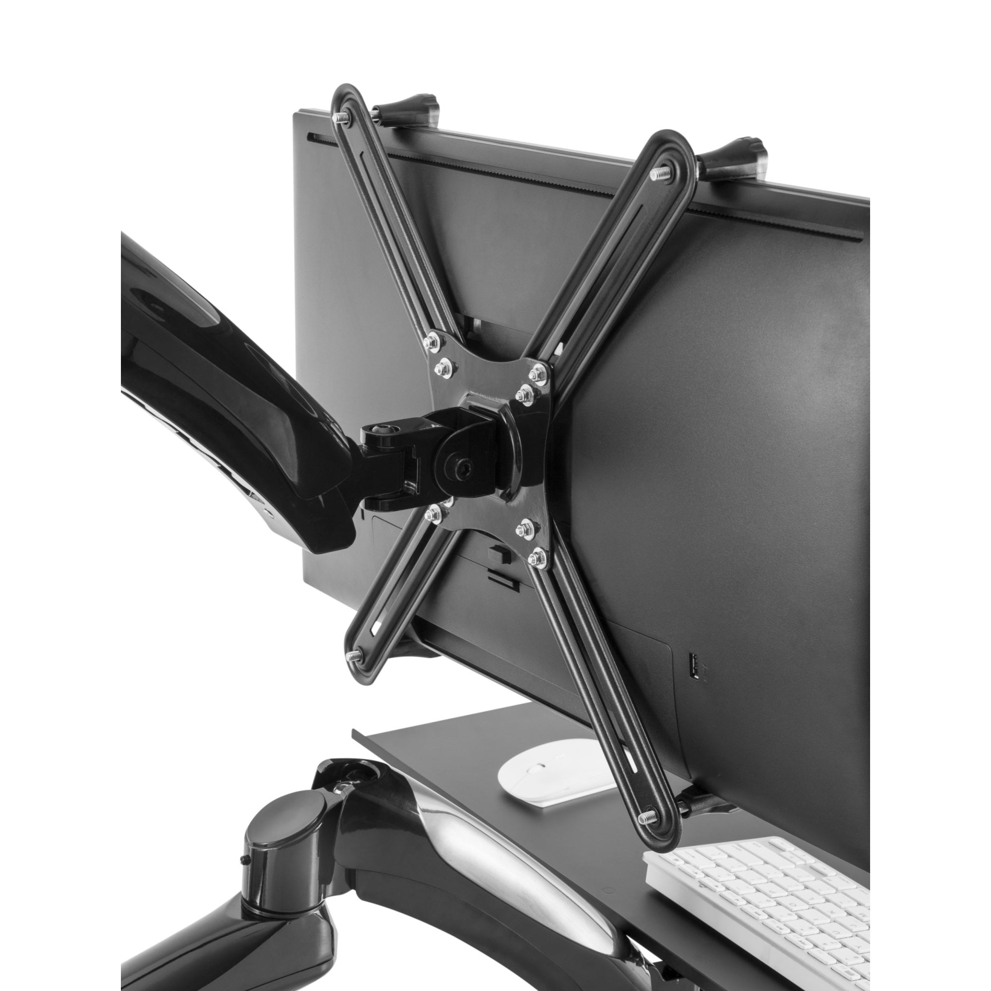 2 In 1 Adjustable Monitor And Tablet Mount Stand With Keyboard Tray