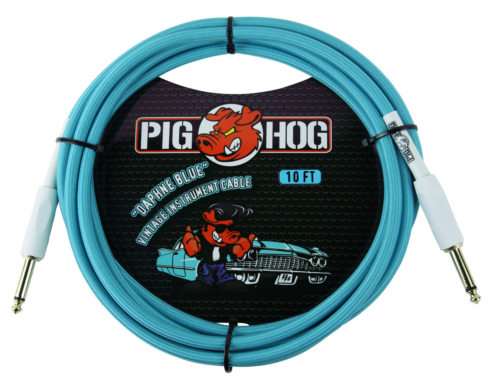 Pig Hog ''Daphne Blue'' Woven Jacket Tour Grade Instrument Cable, 10-foot