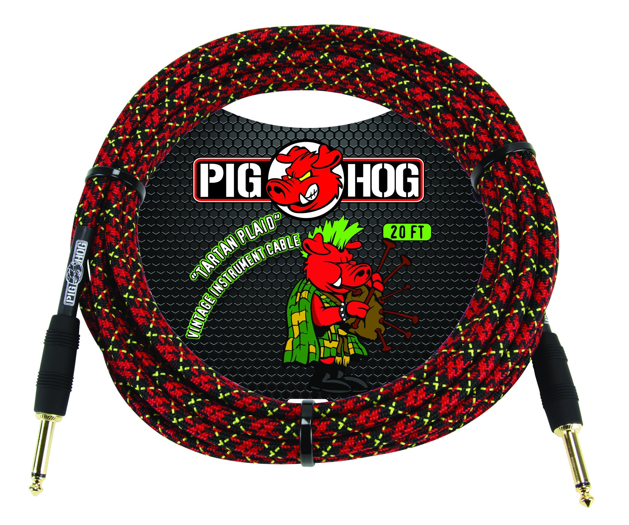 Pig Hog ''Tartan Plaid'' Woven Jacket Tour Grade Instrument Cable, 10 Foot