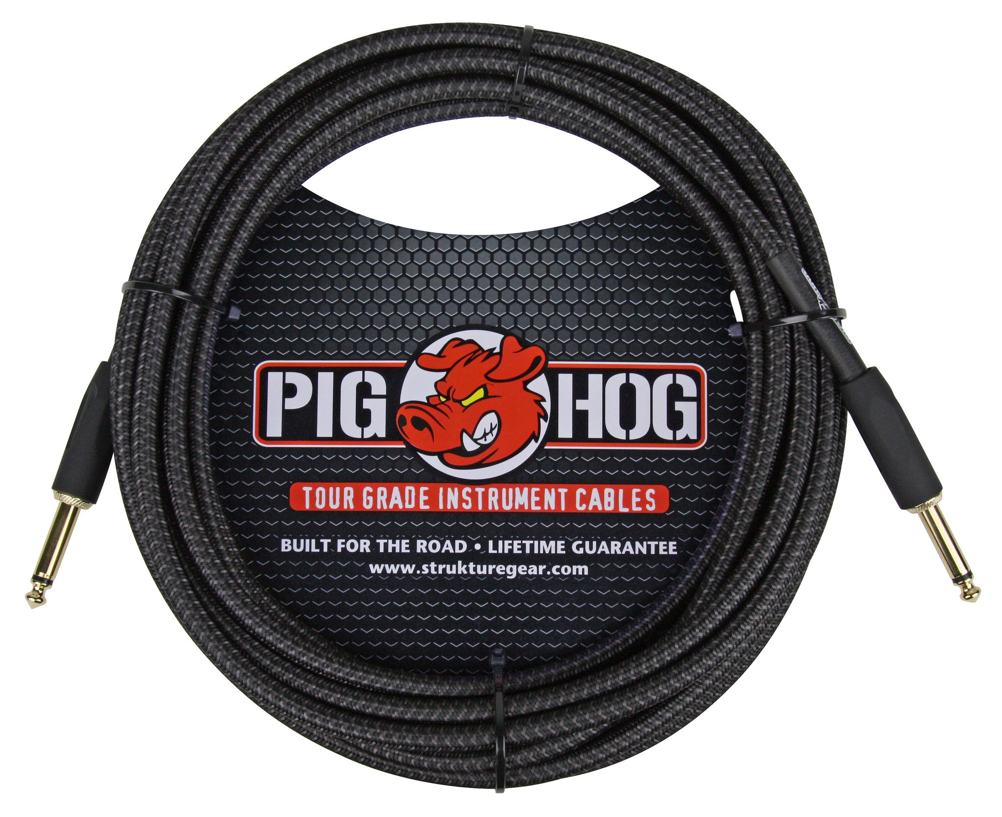 Pig Hog ''Black Woven'' Woven Jacket Tour Grade Instrument Cable, 20-foot