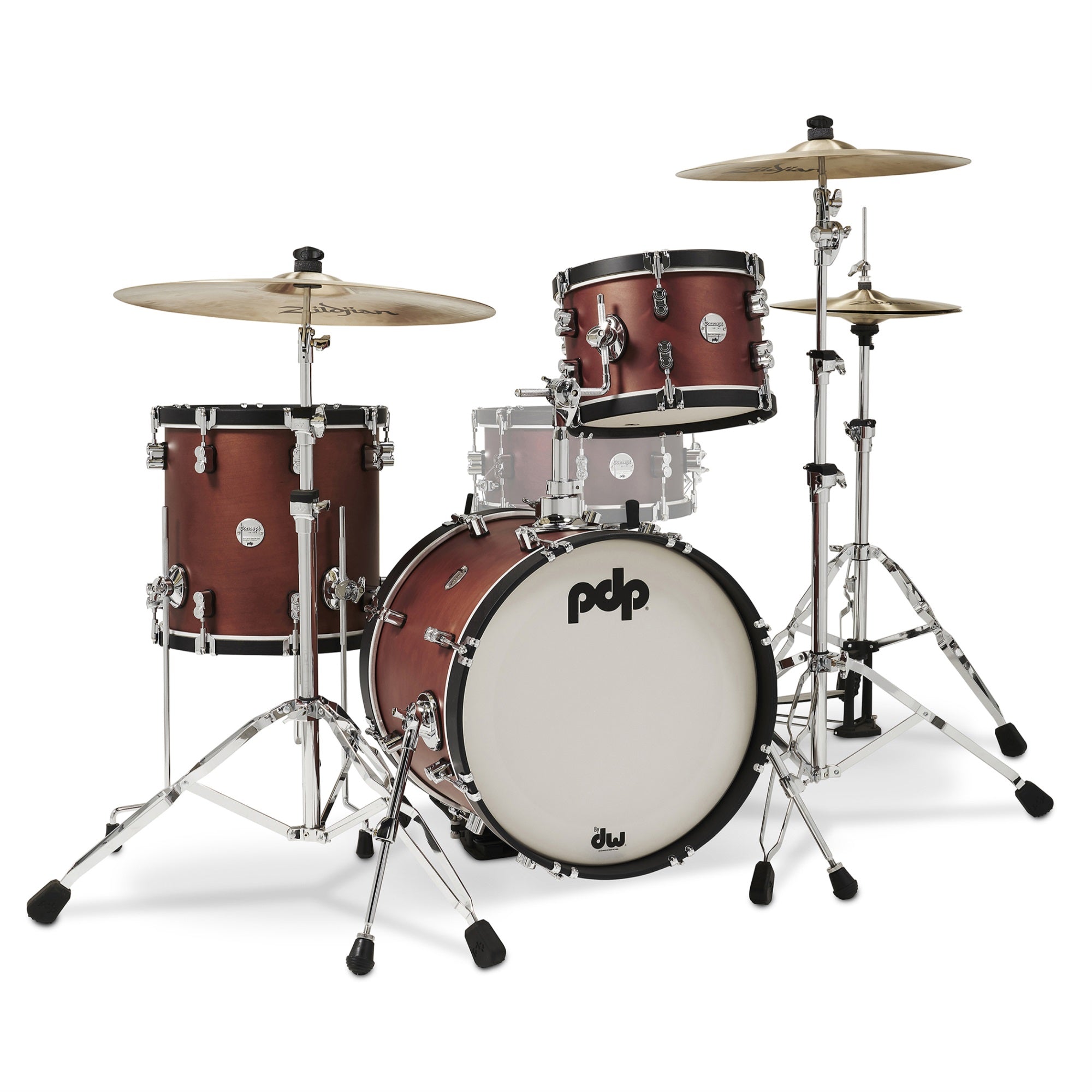 PDP Concept Classic Series 3Piece Maple Bop Shell Pack, Ox Blood with Ebony Hoops and Chrome Hardware; 8x12, 14x14, 14x18