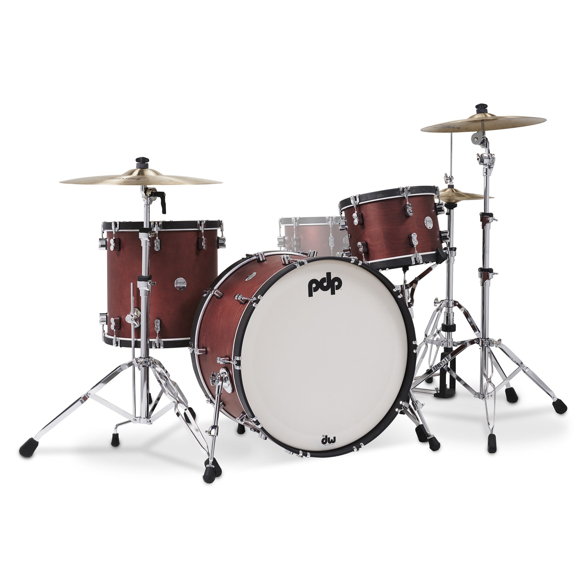 PDP Concept Classic Series 3Piece Maple Shell Pack, Ox Blood with Ebony Hoops and Chrome Hardware; 9x13, 16x16, 14x24