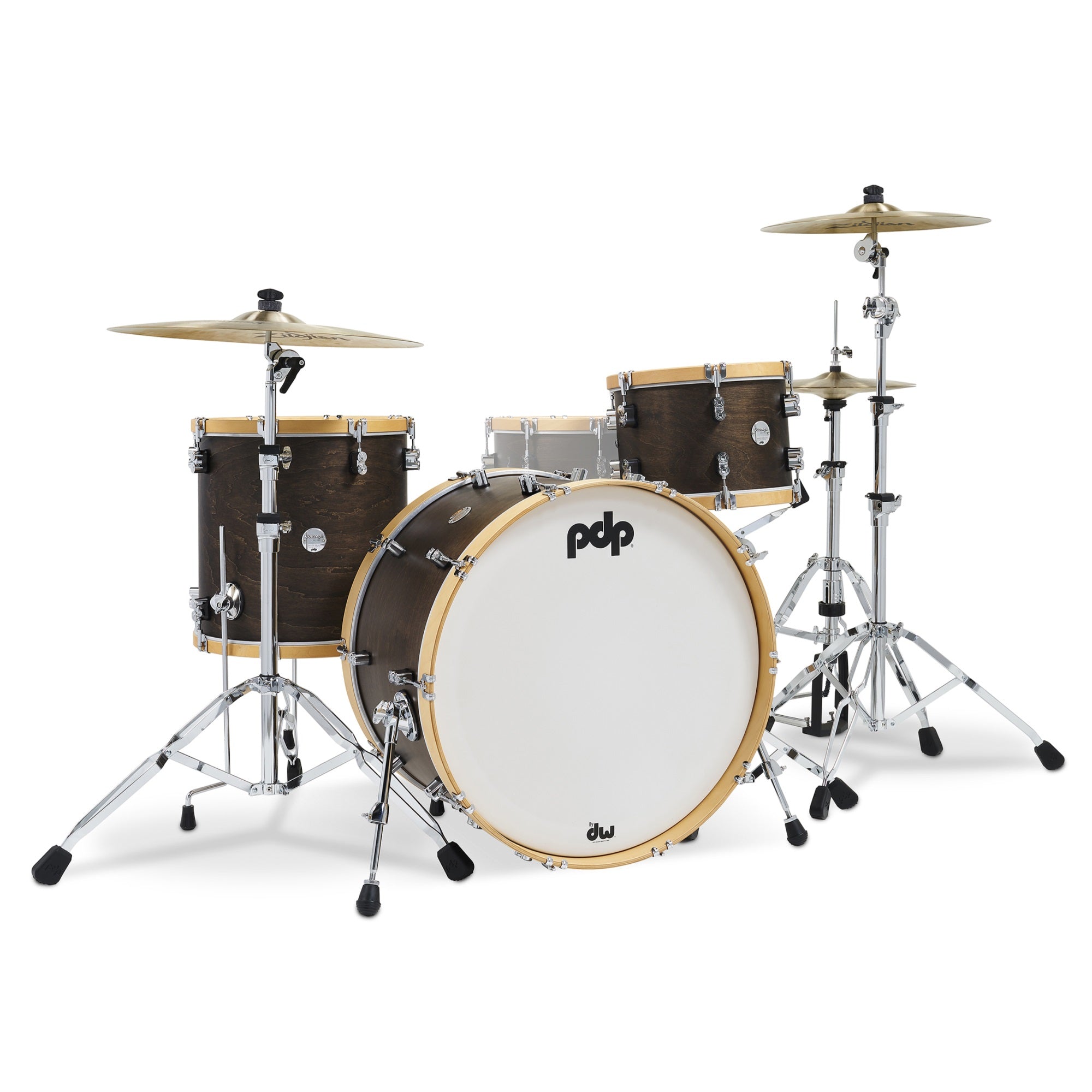 PDP Concept Classic Series 3Piece Maple Shell Pack, Walnut with Natural Hoops and Chrome Hardware; 9x13, 16x16, 14x24