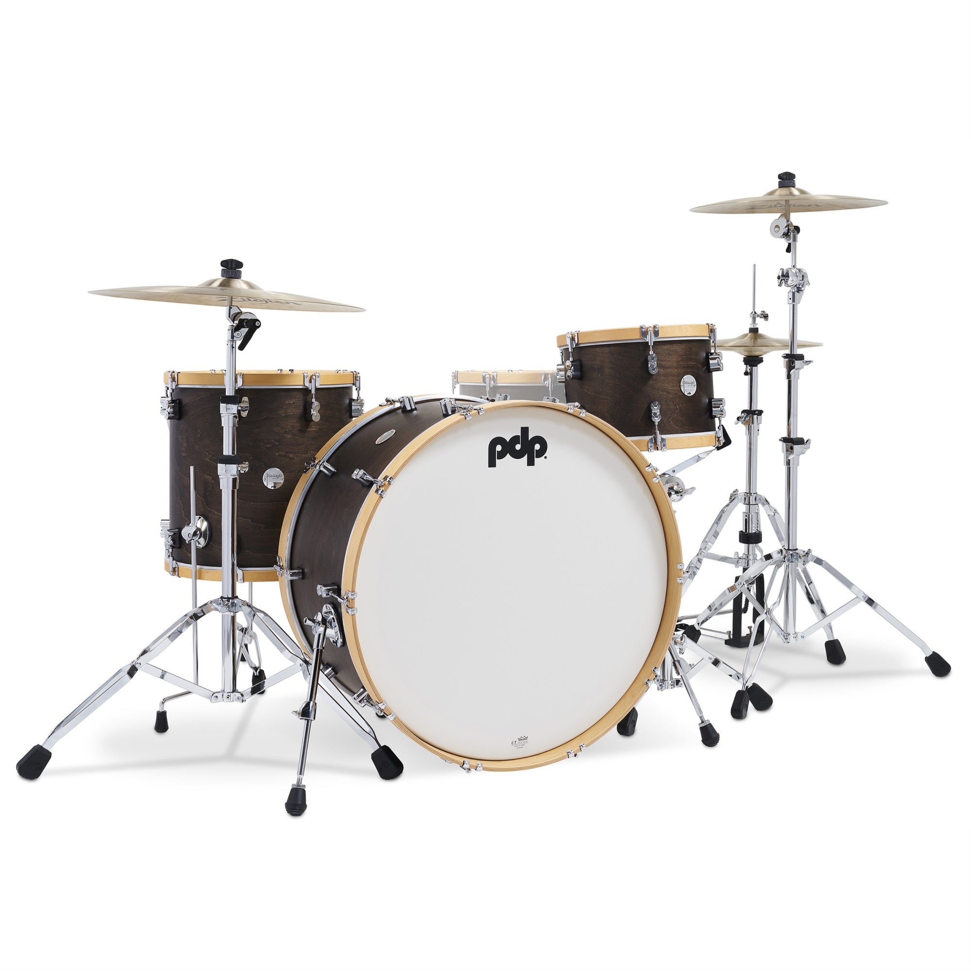 PDP Concept Classic Series 3Piece Maple Shell Pack, Walnut with Natural Hoops and Chrome Hardware; 9x13, 16x16, 14x26