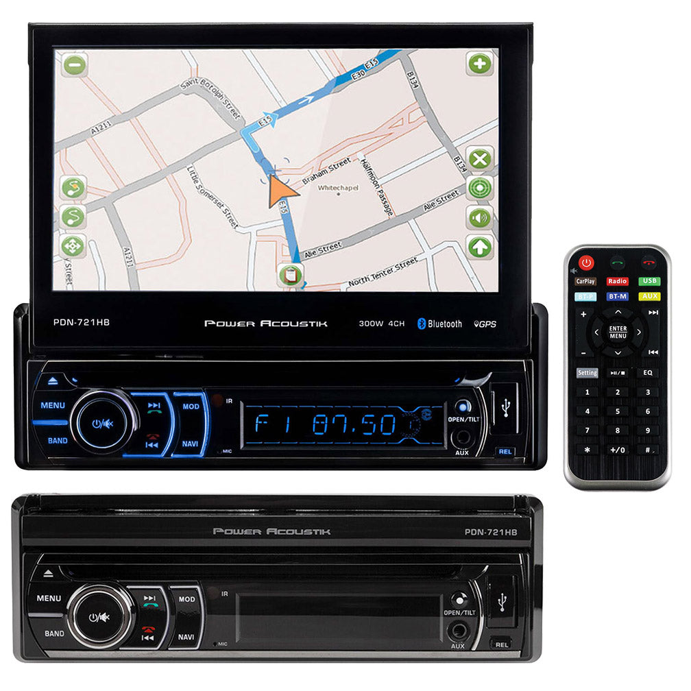 Power Acoustik 7'' Flip Out Touchscreen Am/Fm/Dvd/Usb/Bt With Navigation