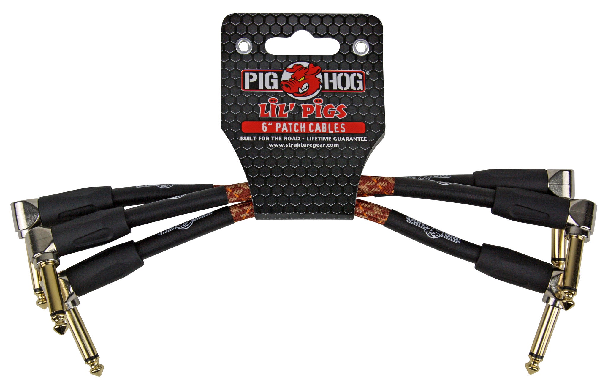 Pig Hog Lil Pigs Vintage ''Western Plaid'' 6-in Patch Cables - 3 pack