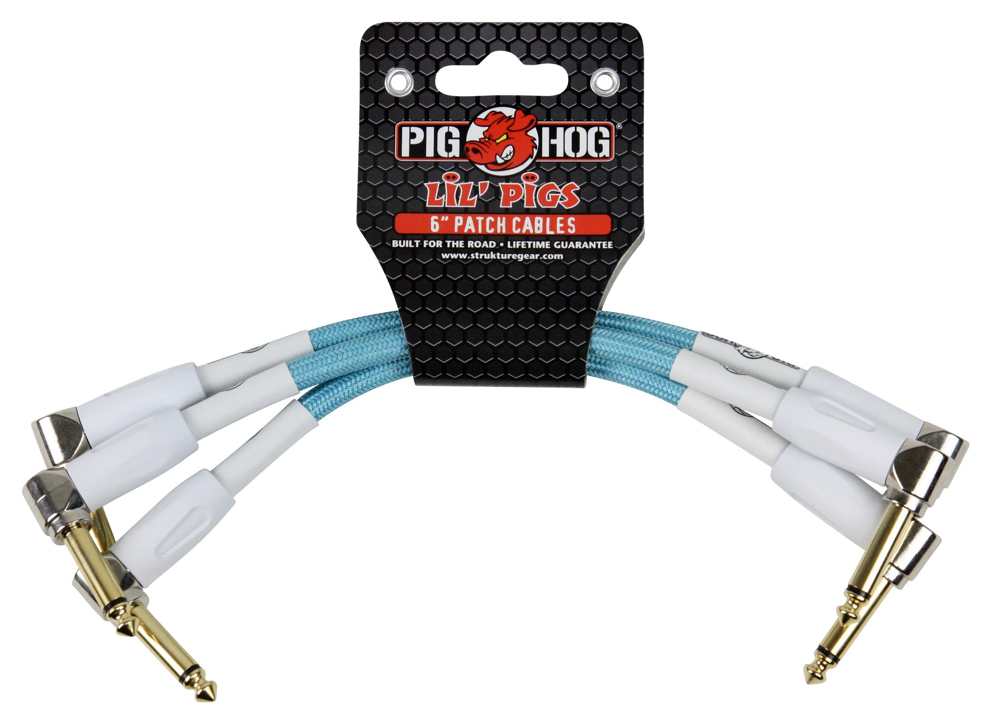 Pig Hog Lil Pigs Vintage ''Daphne Blue'' 6-in Patch Cables - 3 pack