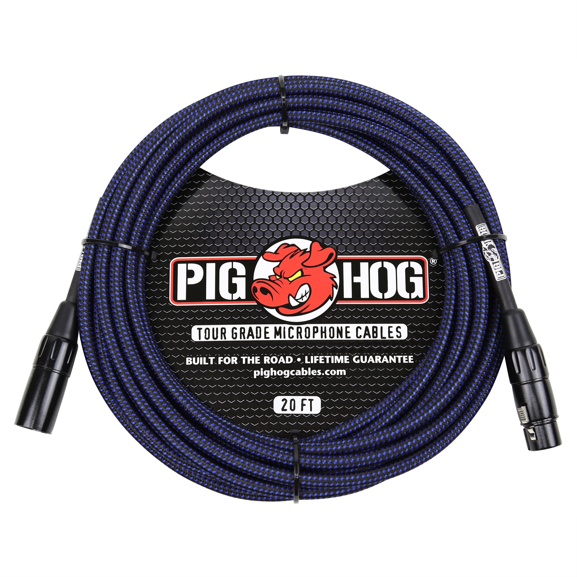 Black/Blue Woven High Performance XLR Microphone Cable, 20 Feet