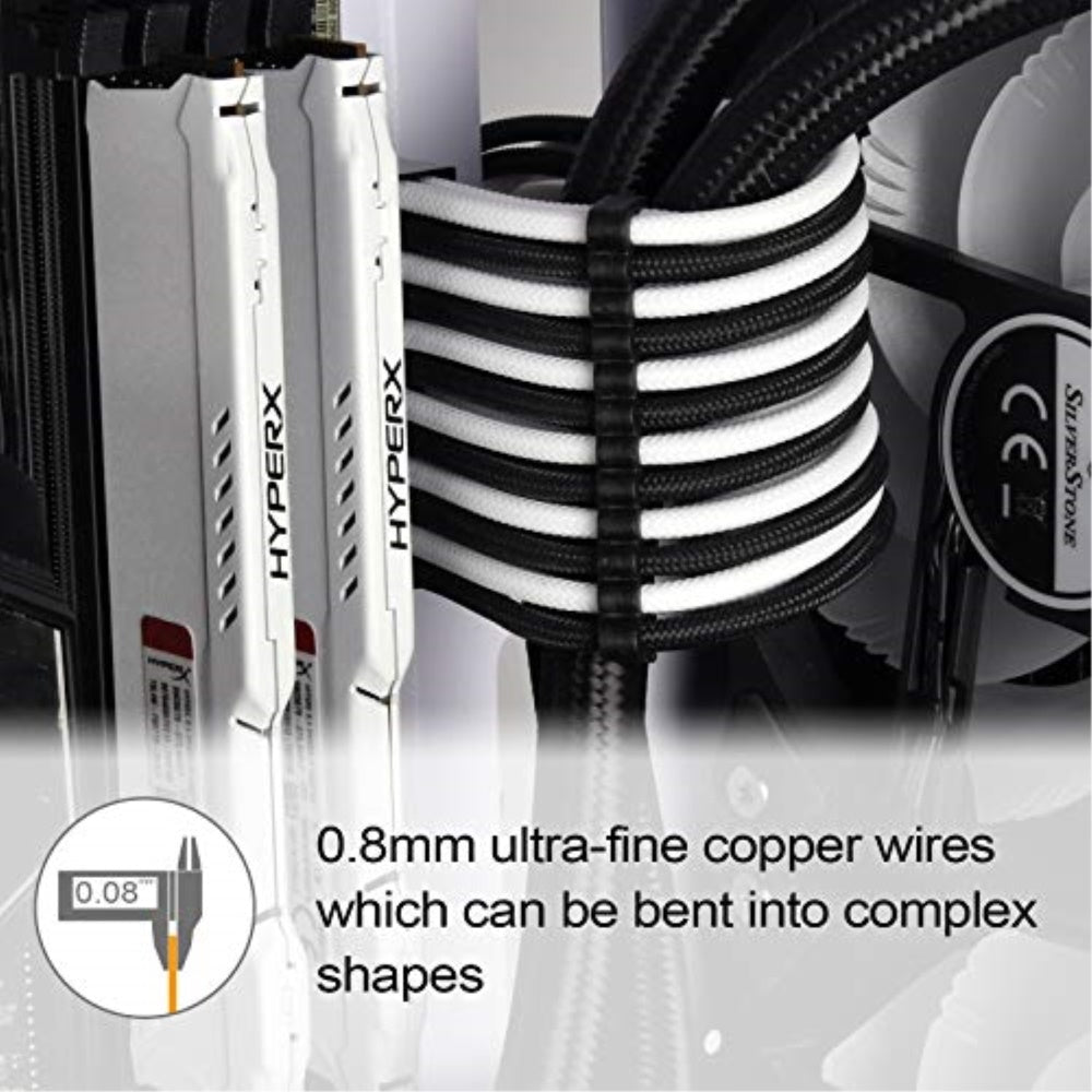 Sst Pp07E Mbbw,  24Pin Black White Sleeve Extension Cable, 18Awg, Black Cable Comb X 4