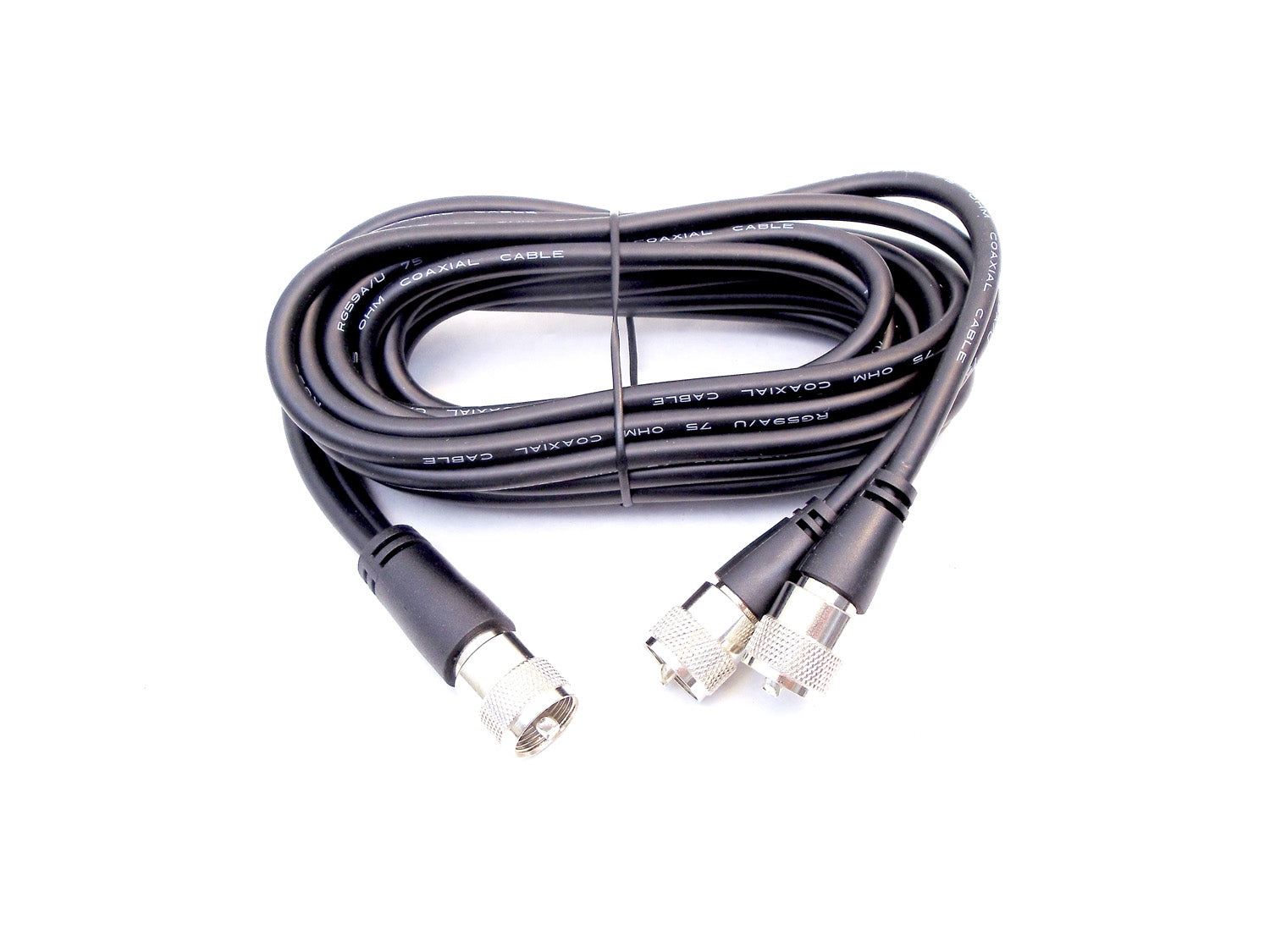 PROCOMM  9  RG59A/U 75 OHM COPHASE COAX CABLE  WITH 3 MOLDED PL259 CONNECTORS