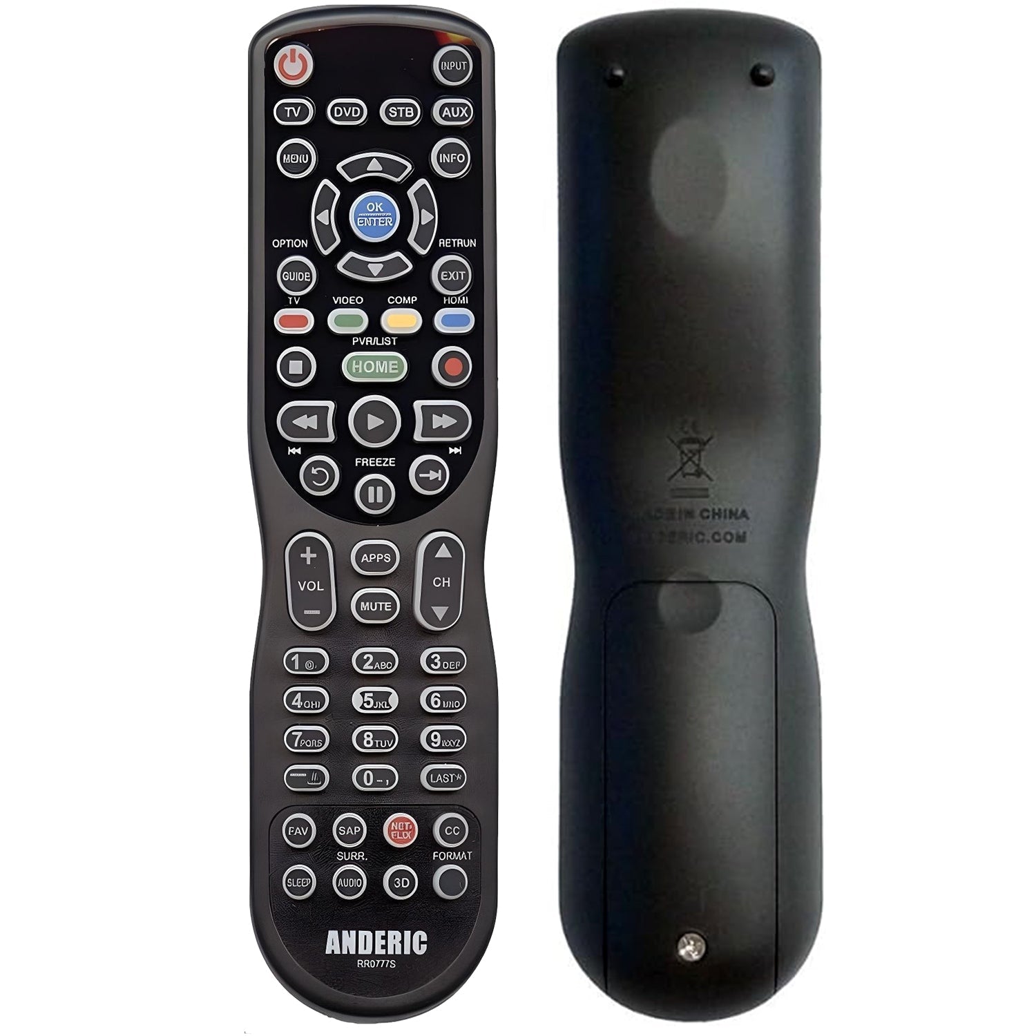 Anderic RR0777S Universal 4-Device Remote Control for Pre-programmed for Panasonic TVs
