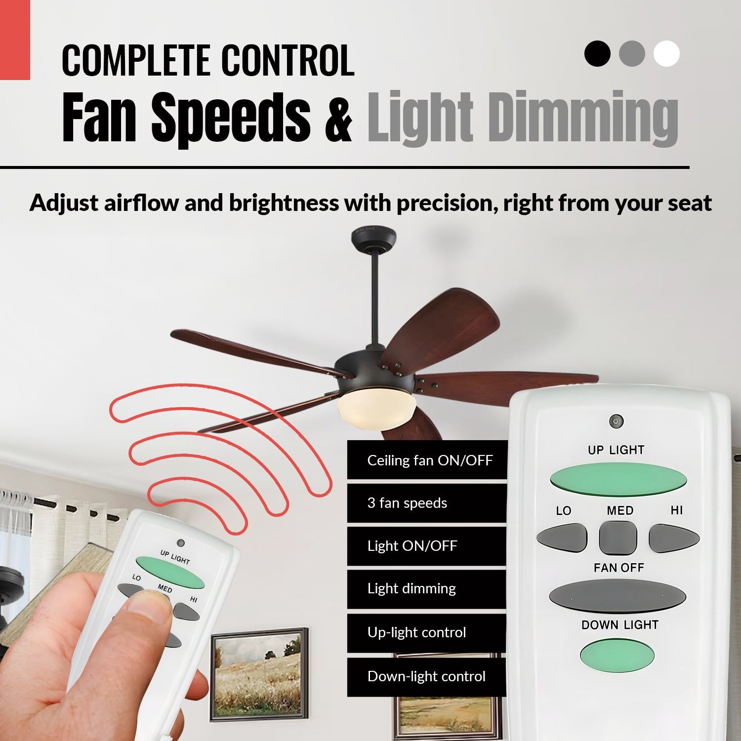 Anderic RR7078TUDL Replacement Ceiling Fan Remote Control for Hampton Bay UC7078T with Up/Down Light Keys, and Others | CHQ7078T