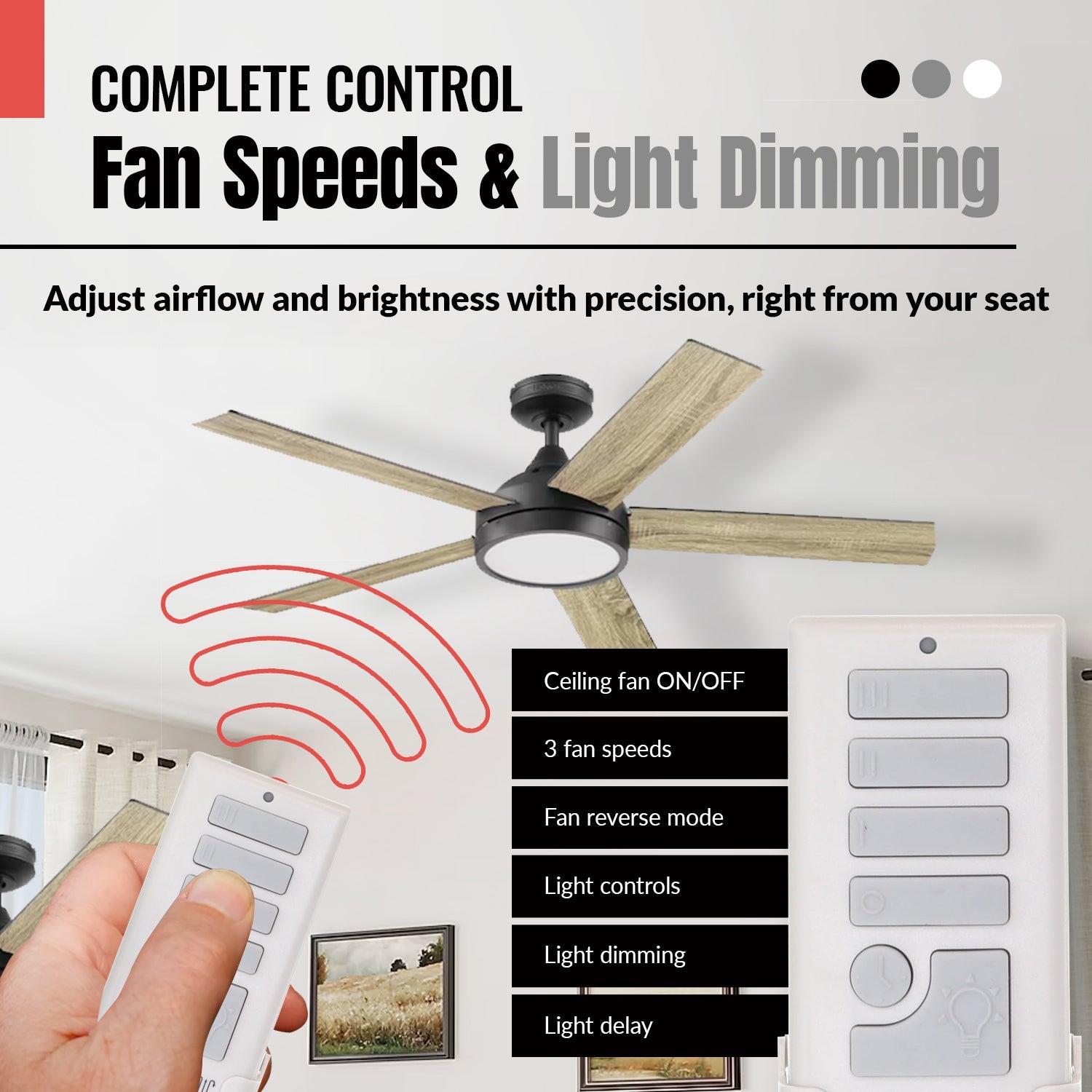 Anderic RRTX015 Replacement Ceiling Fan Remote Control for Harbor Breeze | 434.92 MHz - A25-TX015A