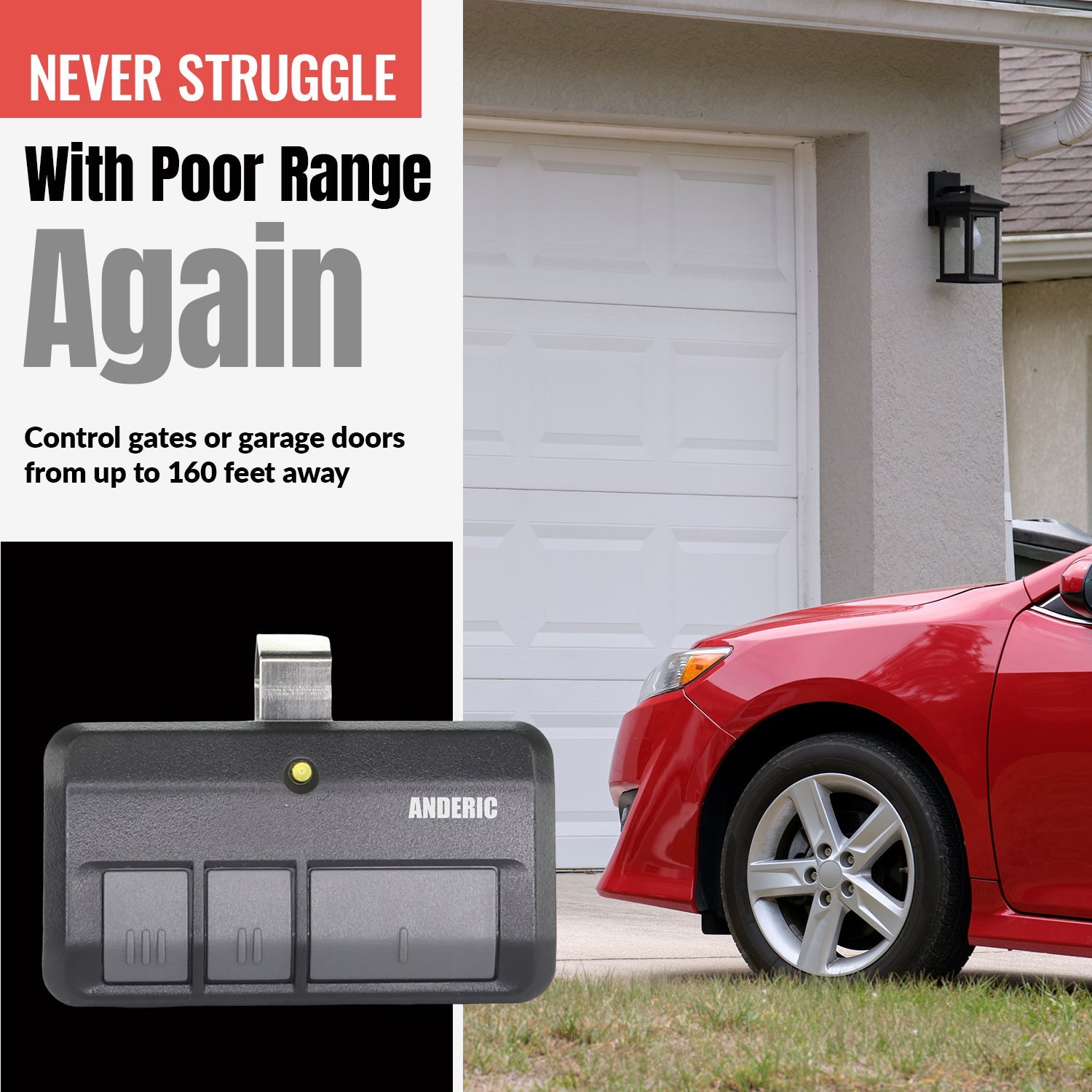 Anderic RR850LM Universal Garage Door & Gate Opener Conversion Add-on Kit for Up to 3 Garage Doors