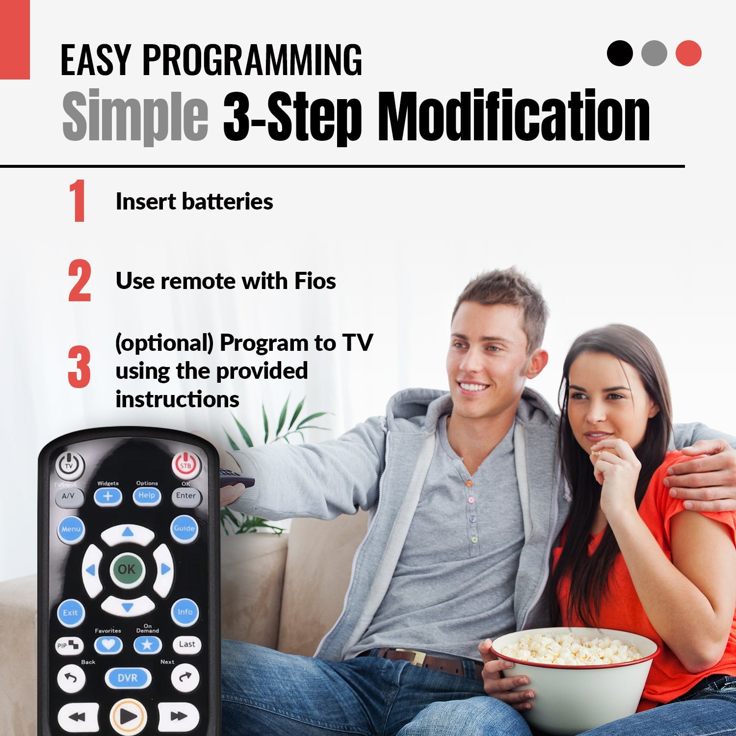 Anderic RRP265V5 Replacement 2-Device Universal Remote Control for Verizon FiOS Cable - P265v5 [RRP265V5]