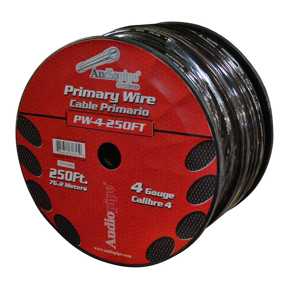 Power Wire Audiopipe 4Ga 250' Black