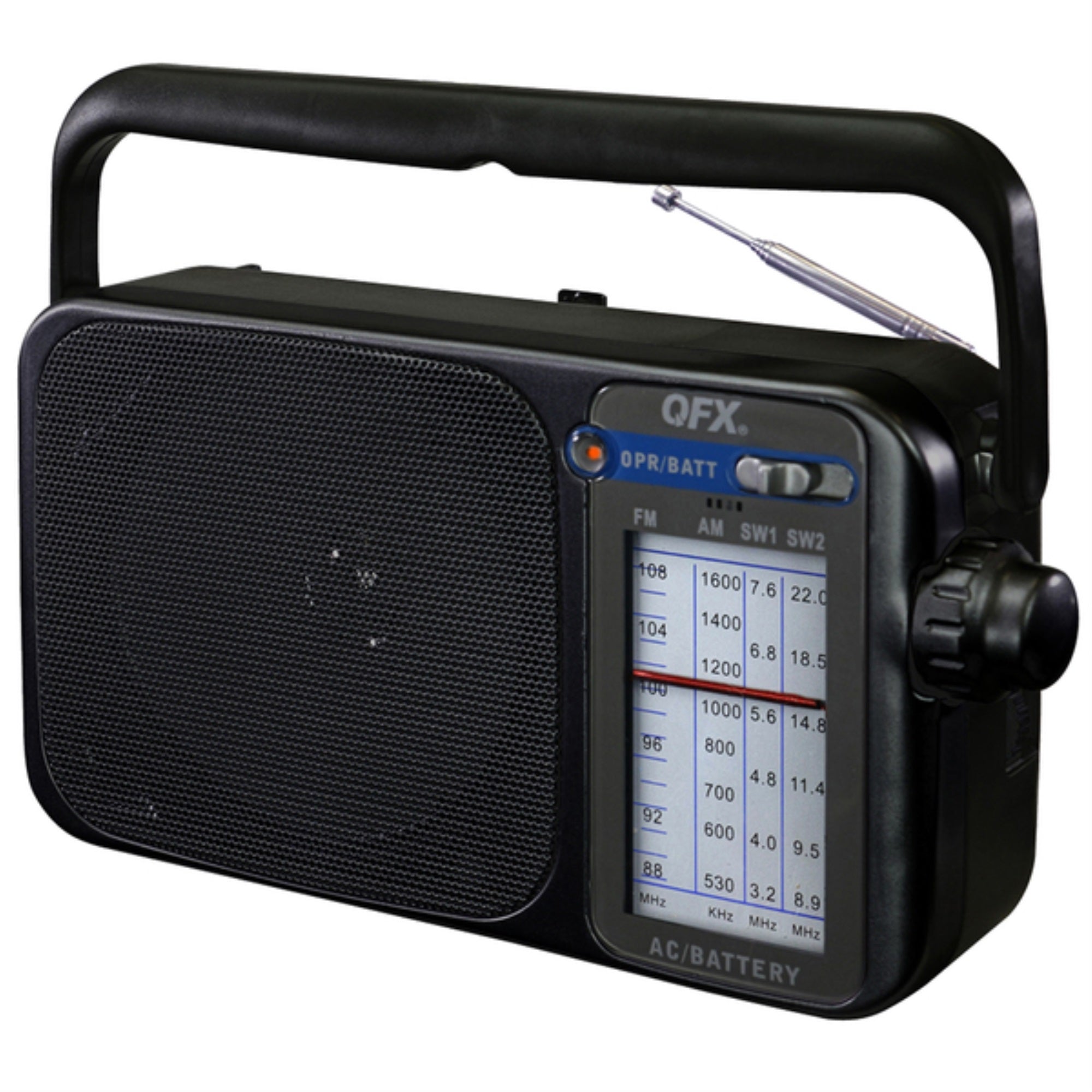 QFX R24BLK Portable AM/FM/Shortwave Radio, Black, R24