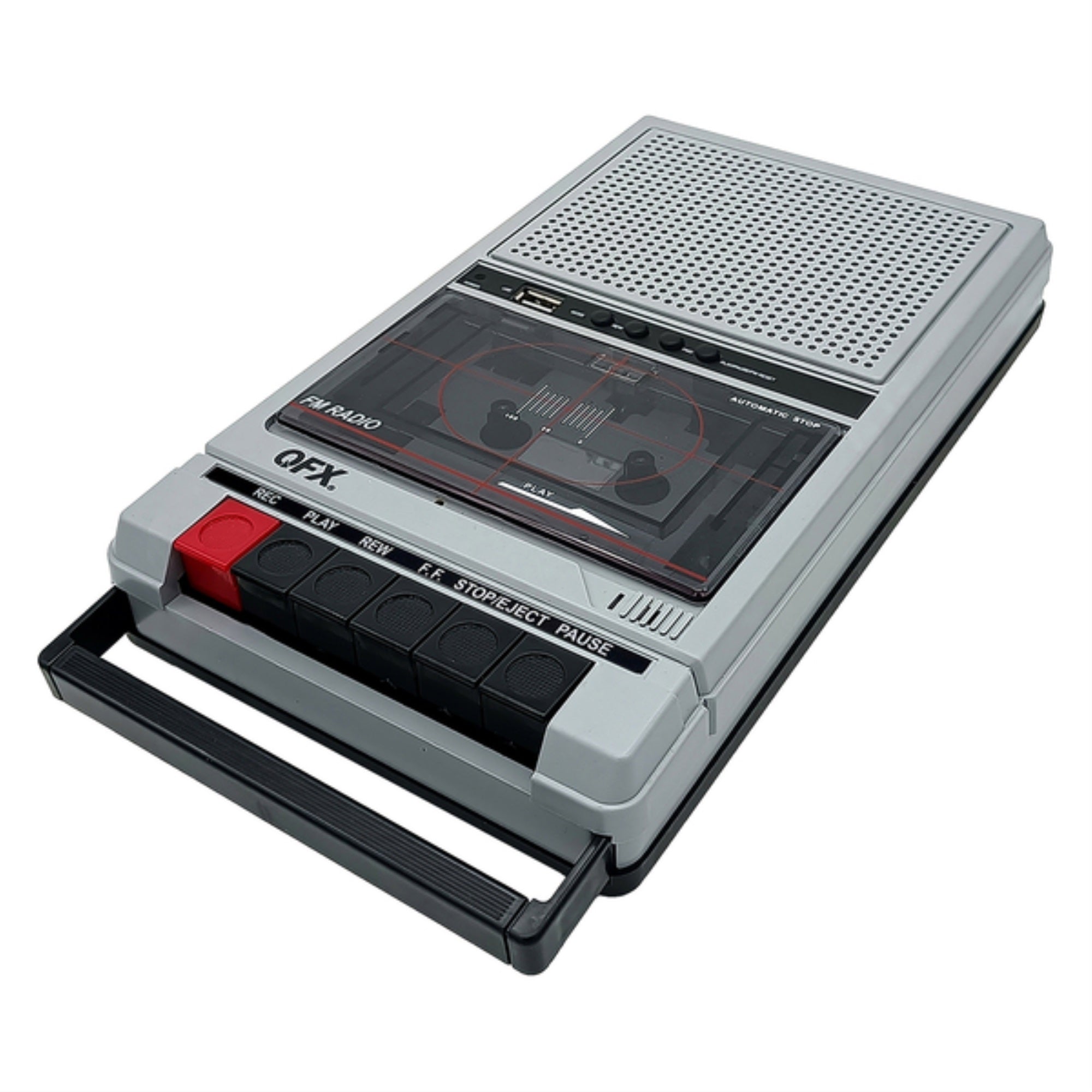 QFX RETRO40 Retro40 ShoeboxStyle Cassette Tape Player/Recorder with Bluetooth and USB Playback