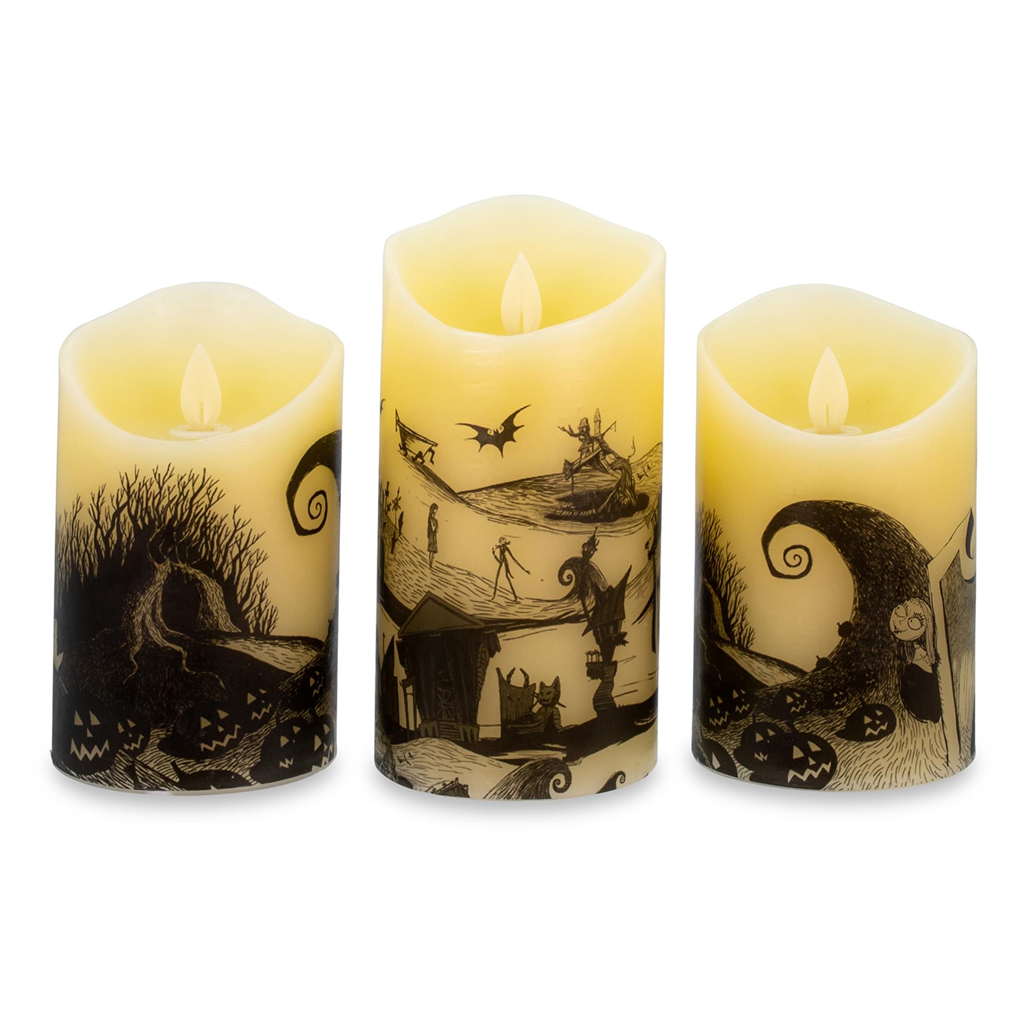 Disney Nightmare Before Christmas Led Flickering Flameless Candles  Set Of 3
