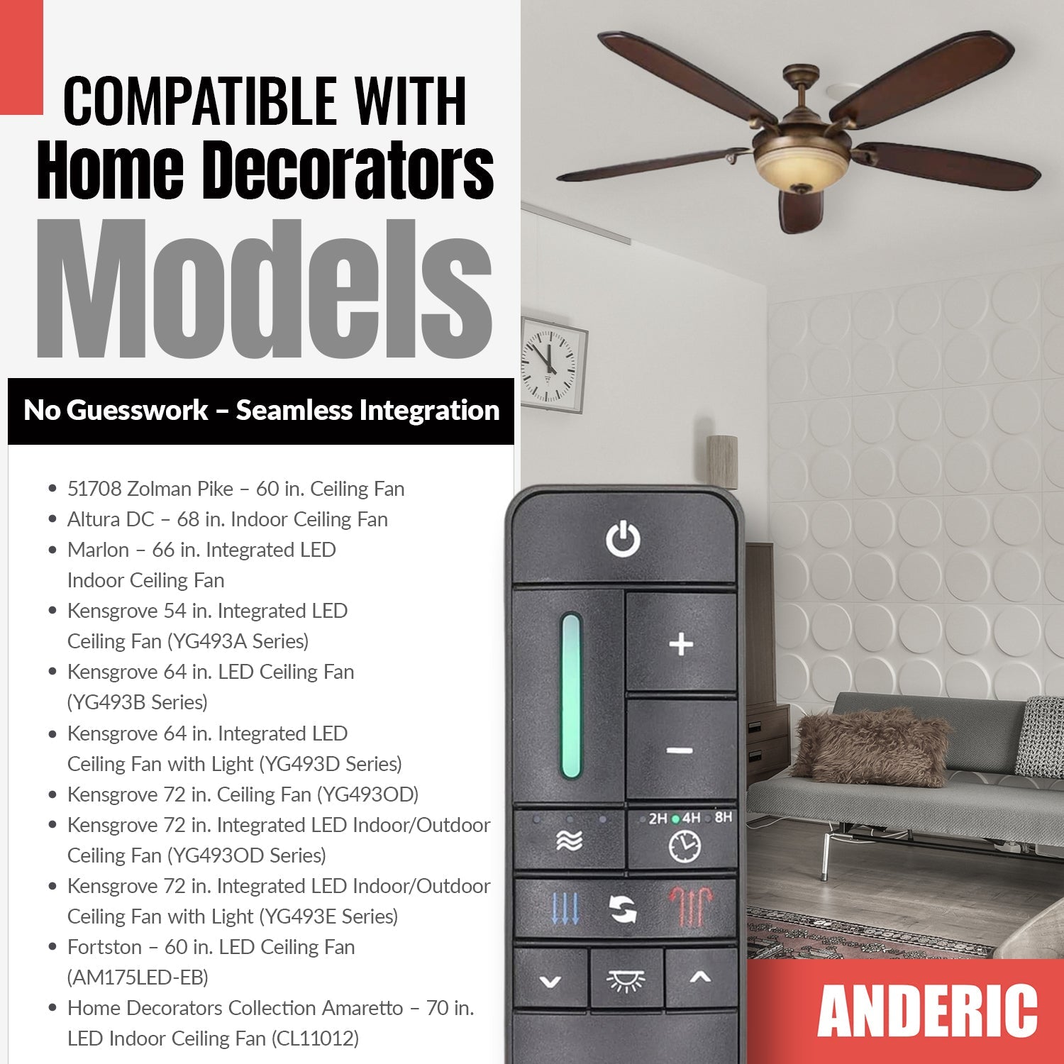 Substitute for Casablanca RH786NRW STEALTH Ceiling Fan Receiver [UC7225T-UC786N12-KIT]