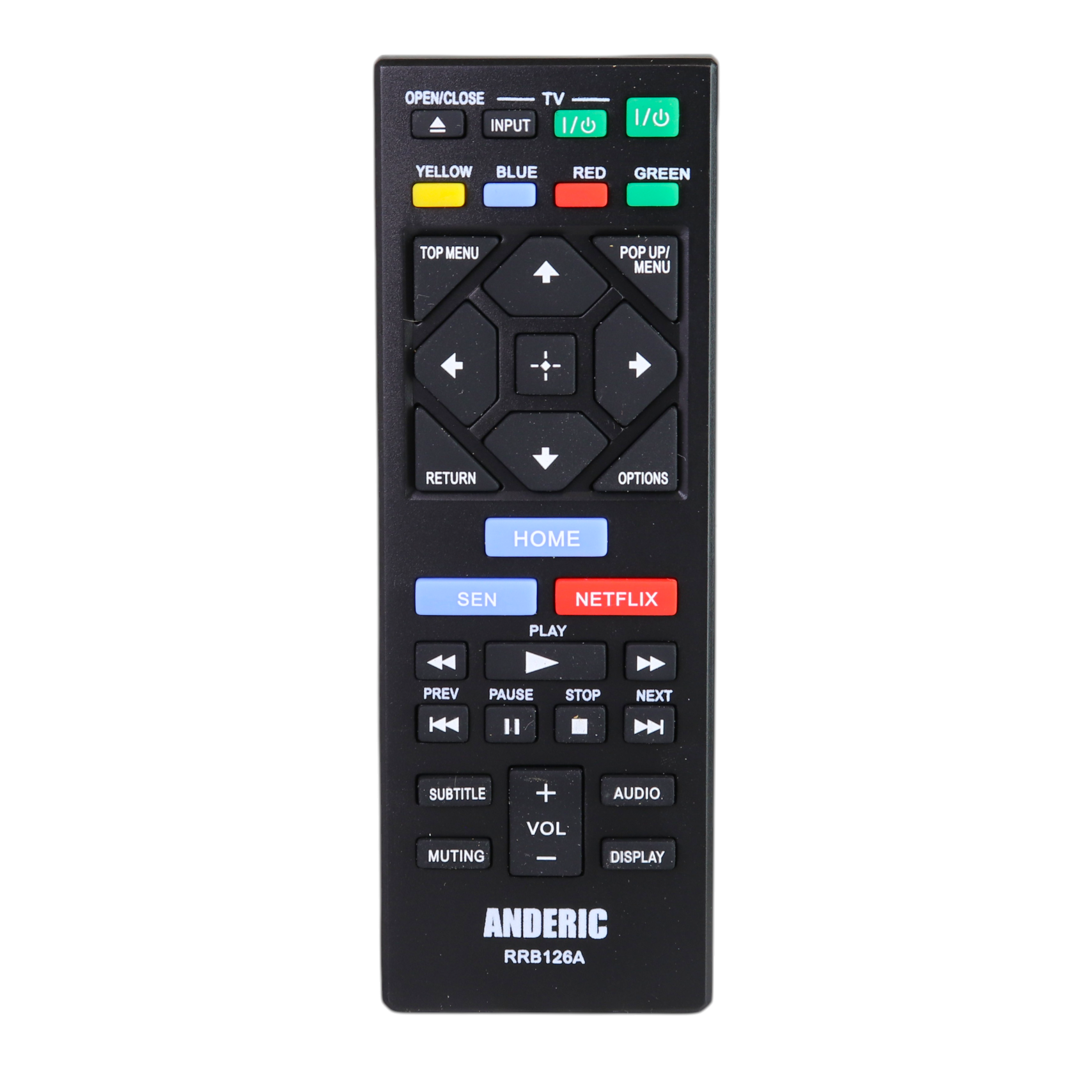 Anderic RRB126A Replacement Blu-ray Disc Player Remote Control for Sony RMT-B126A and Similar Models