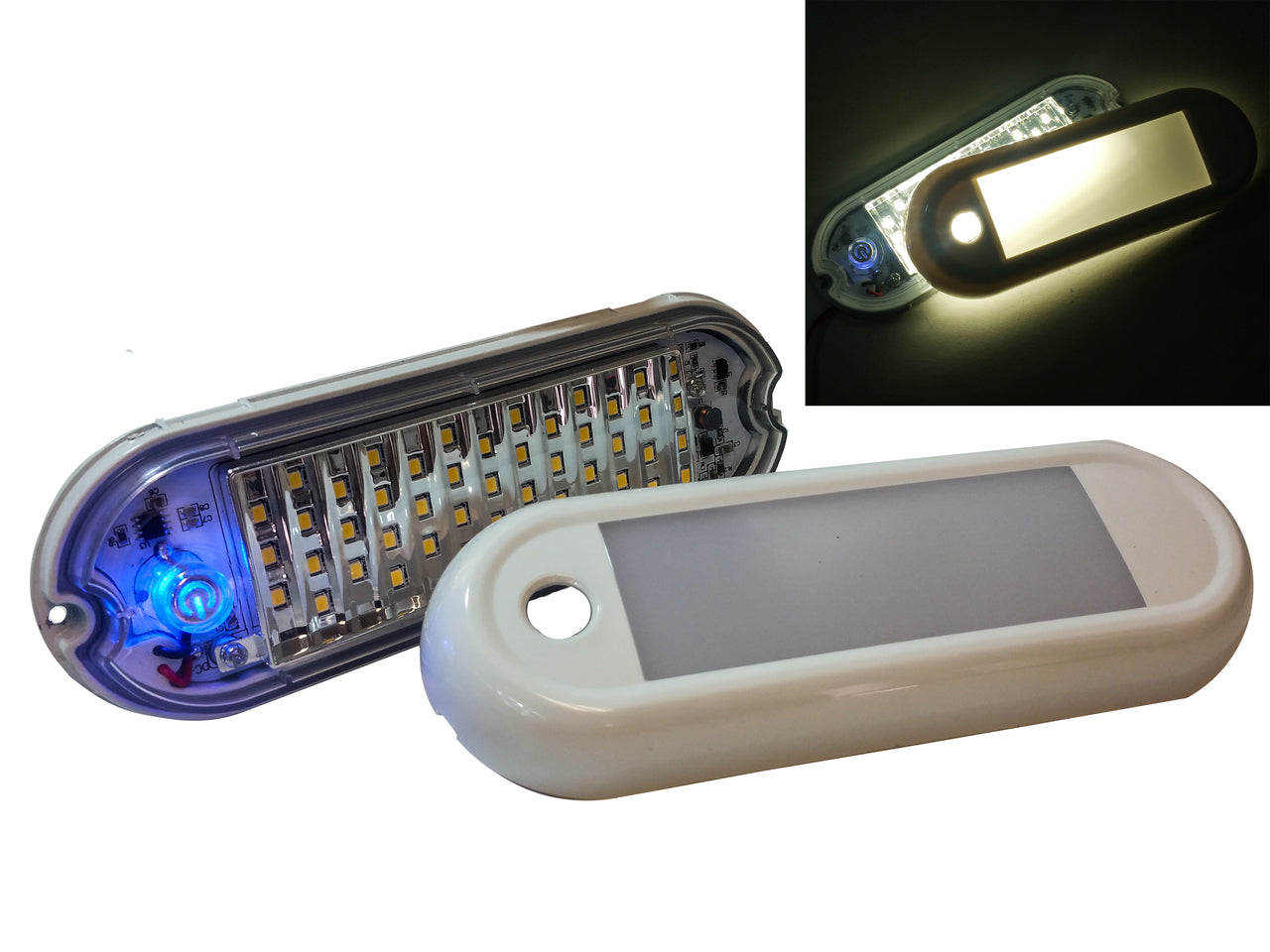 7 inch LED Dome Light Dimmer Fixture Marine RV Motorhome Camper Utility Van, 12v 24v