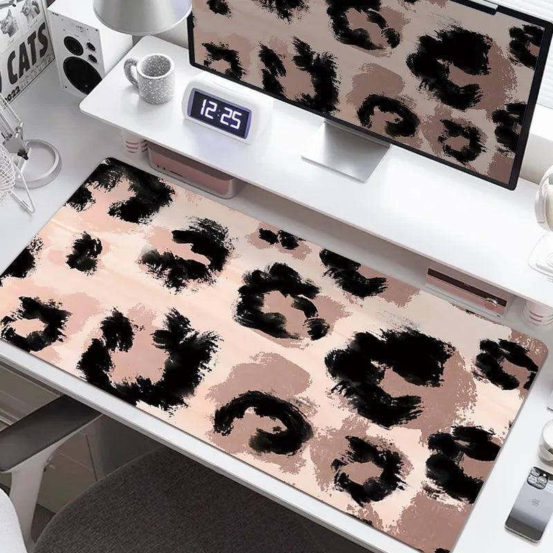 Pink Leopard Print Mouse Pad HD Printing Large Seaming Waterproof Mouse Pad Anti-slip Gaming Mouse Pad