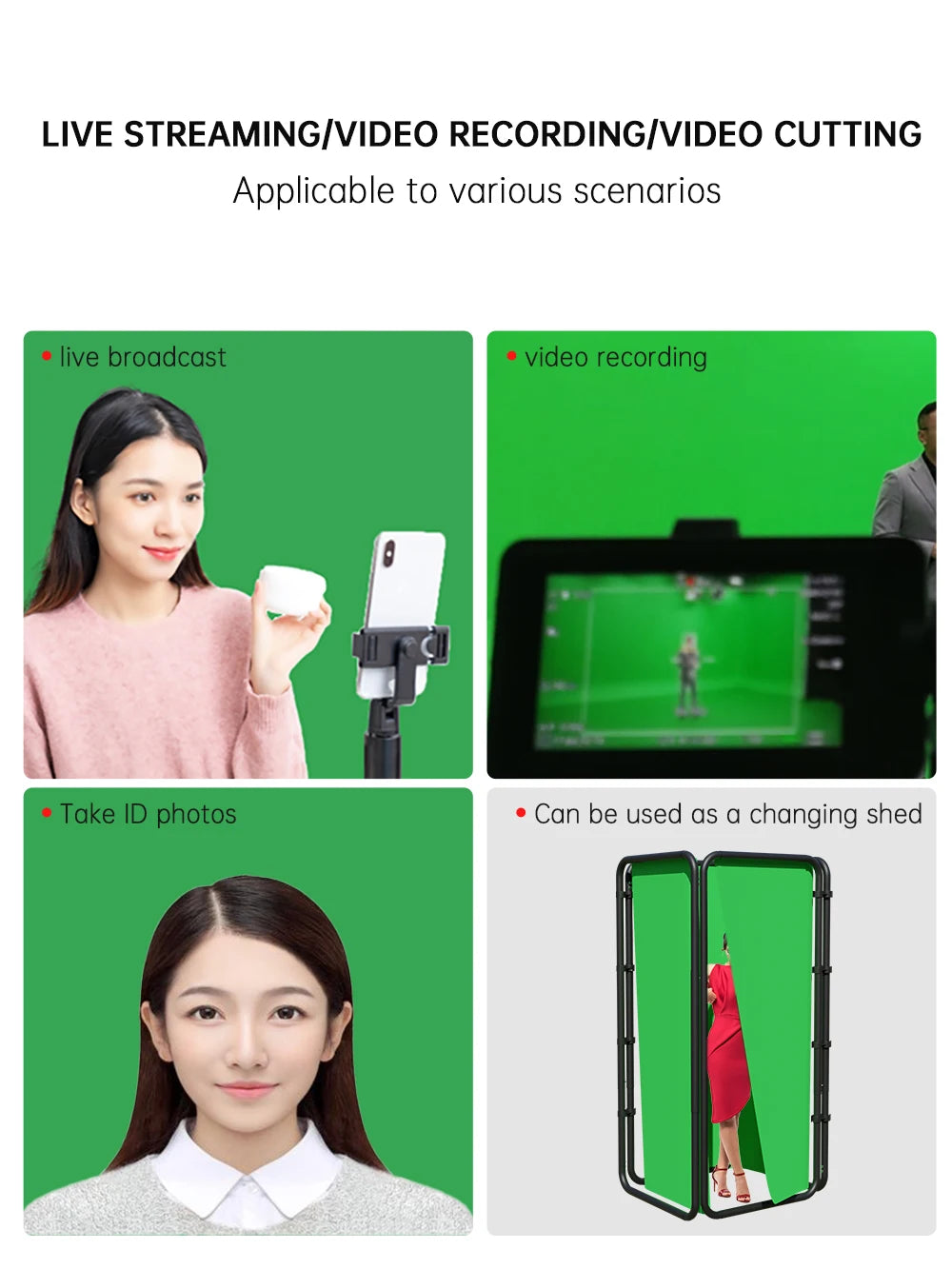 2.4x4 Background Frame black/white/Green/gray Screen Wall Foldable For Tiktok Live Photo Studio Kit Chromakey Green Screen Frame