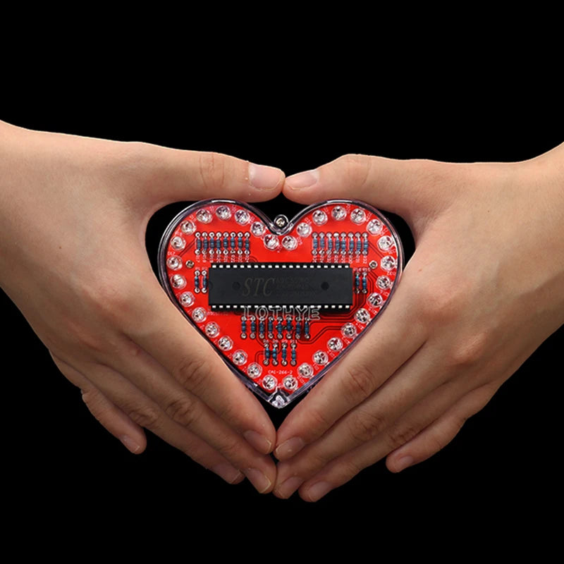 Multicolor LED Heart-Shaped Flow Light DIY Electronic Kit RGB Colorful Love Heart Water Lamp 51 Microcontroller Fun Welding