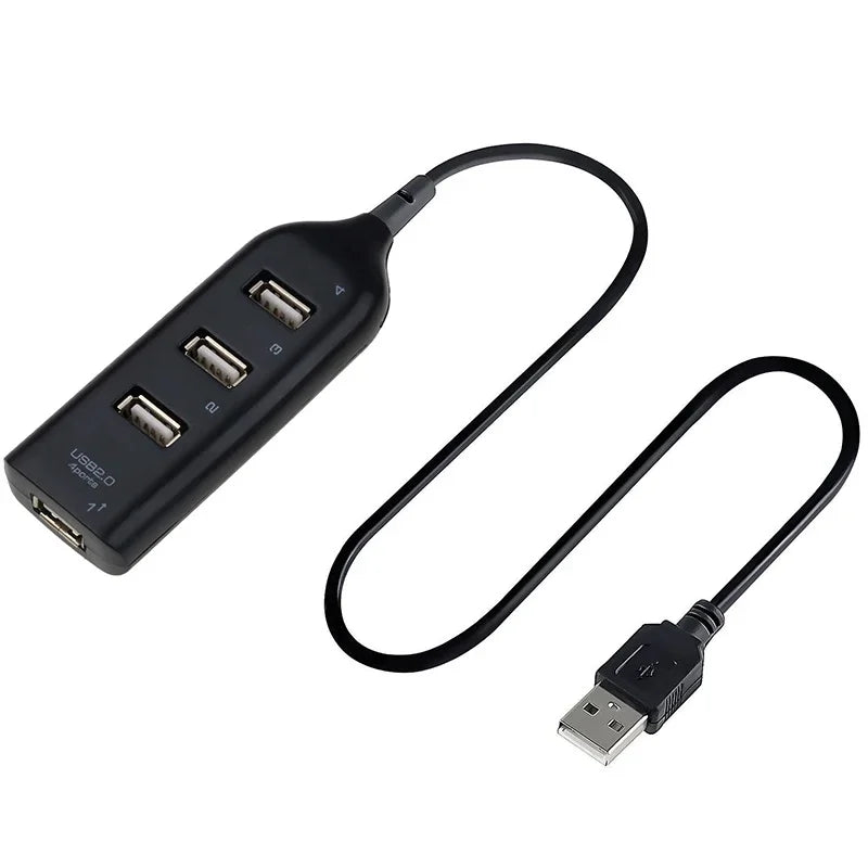 High-Speed Mini USB 2.0 Hub 4-Port with Power Adapter, Powered USB Splitter Multi Port Expander for PC Laptop Desktop Data Trans