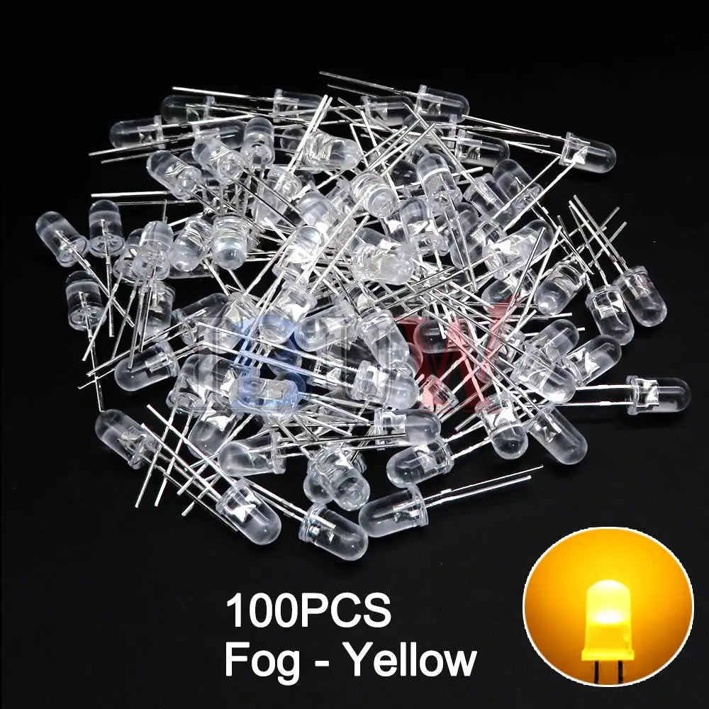 100PCS/LOT 5mm LED Diode F5 Assorted Kit IBUW White Green Red Blue Yellow Orange Pink Purple Warm White DIY Light Emitting Diode
